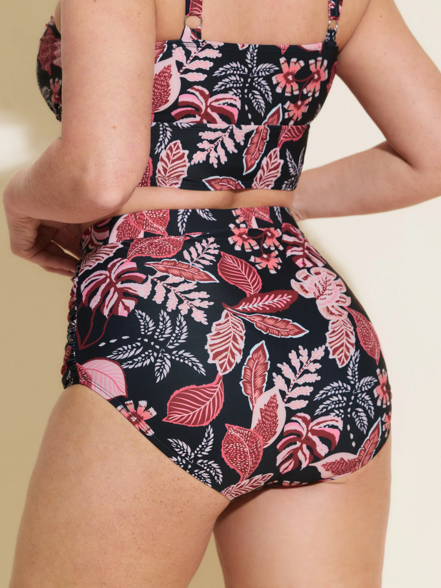 Tropical Floral Print High Waisted Tummy-Control Bikini Bottoms - Image 10