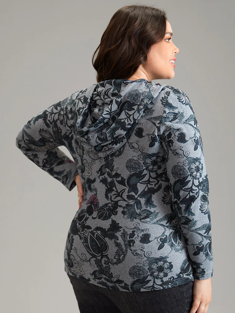 Floral Print Hooded T-shirt - Image 3