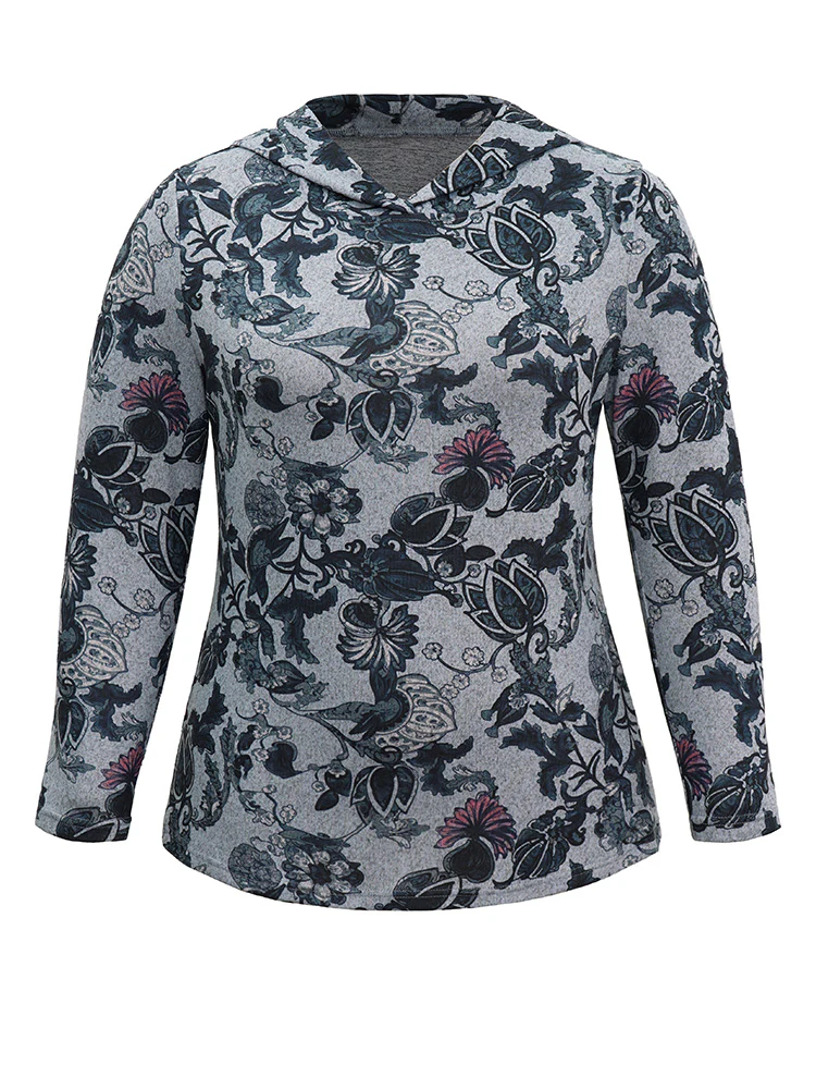 Floral Print Hooded T-shirt - Image 7