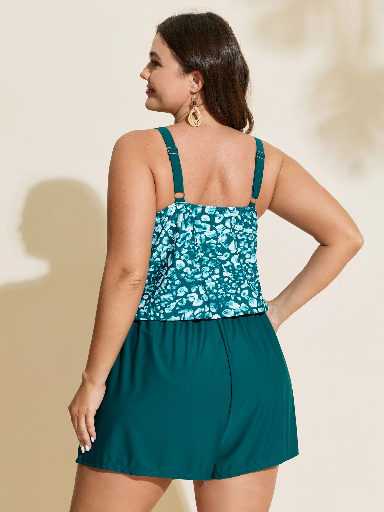 Floral Print Keyhole Neckline One-Piece Swimsuit - Image 5