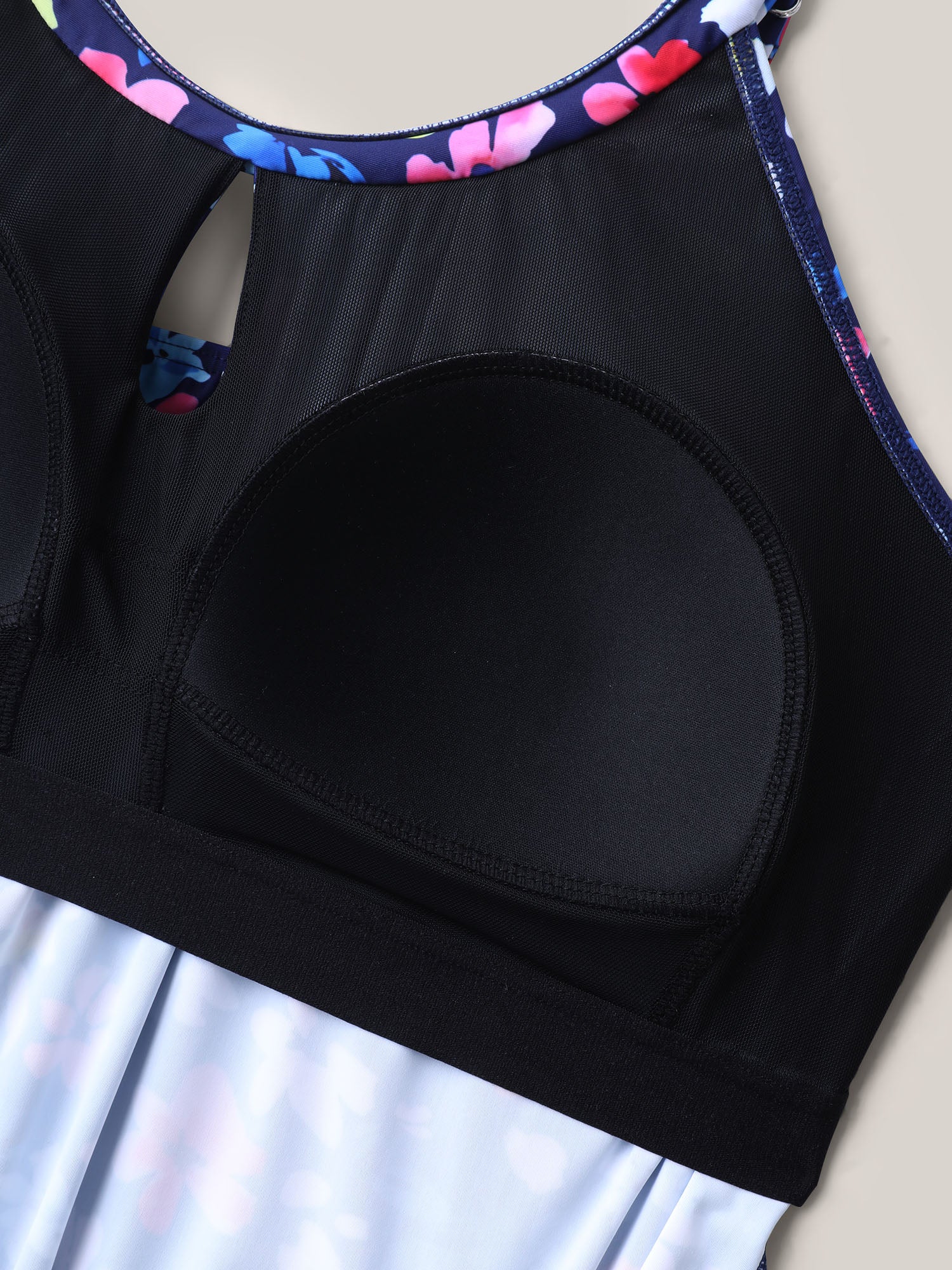 Floral Print Keyhole Pockets Swim Romper - Image 8