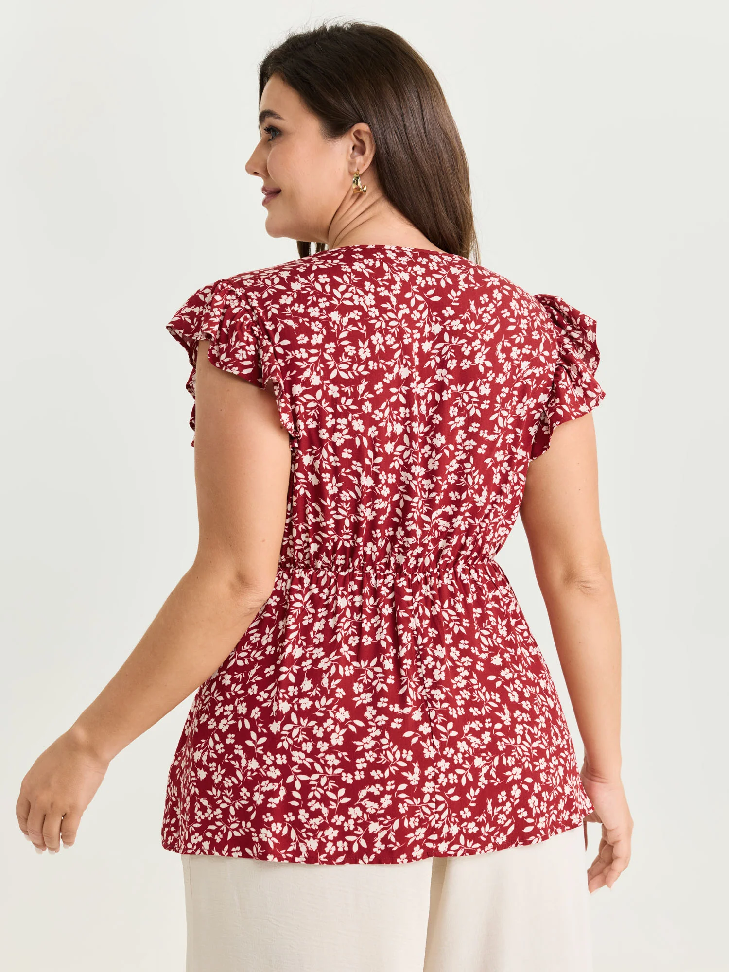 Floral Print Knotted Front Blouse - Image 4