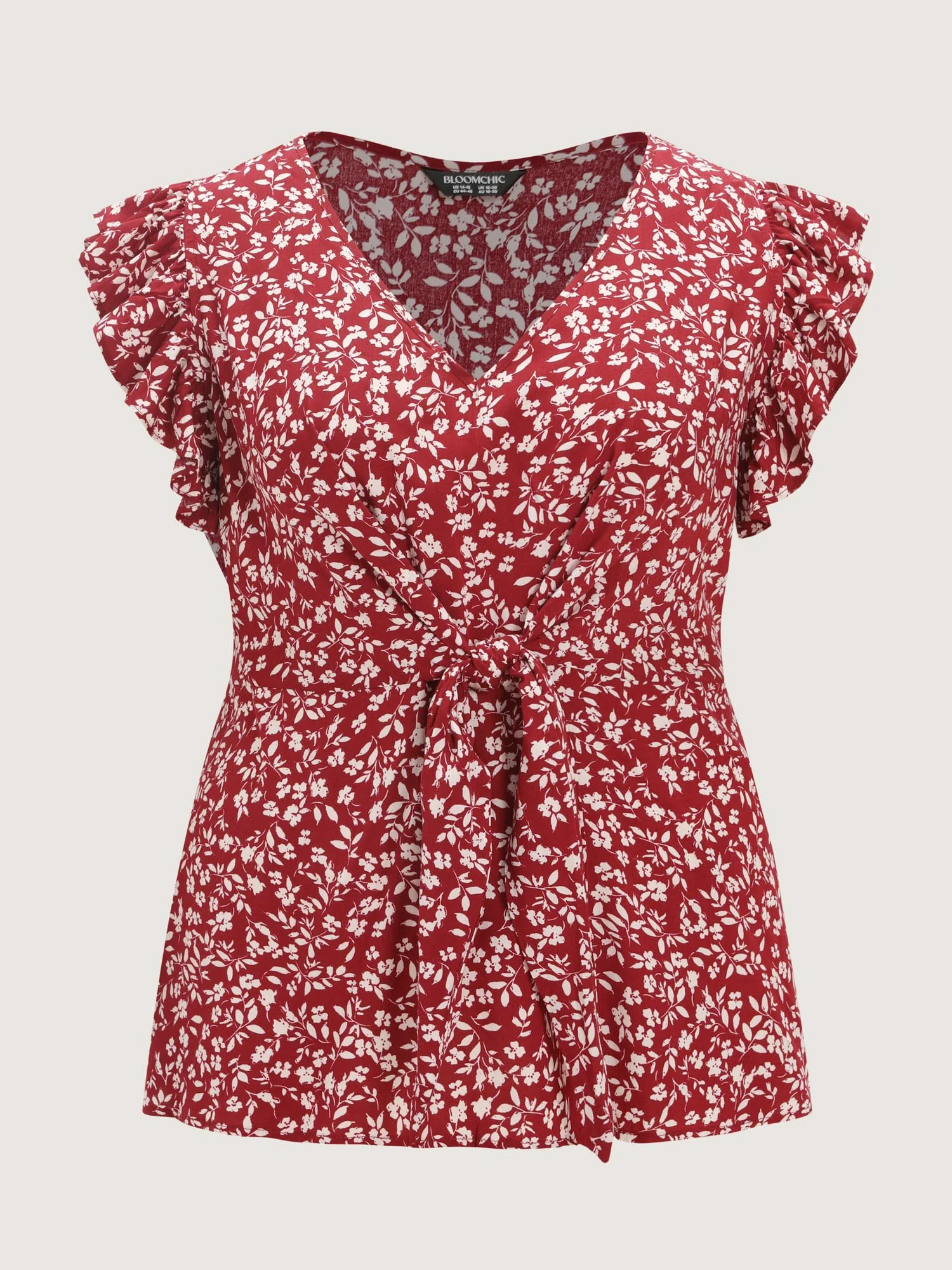 Floral Print Knotted Front Blouse - Image 7