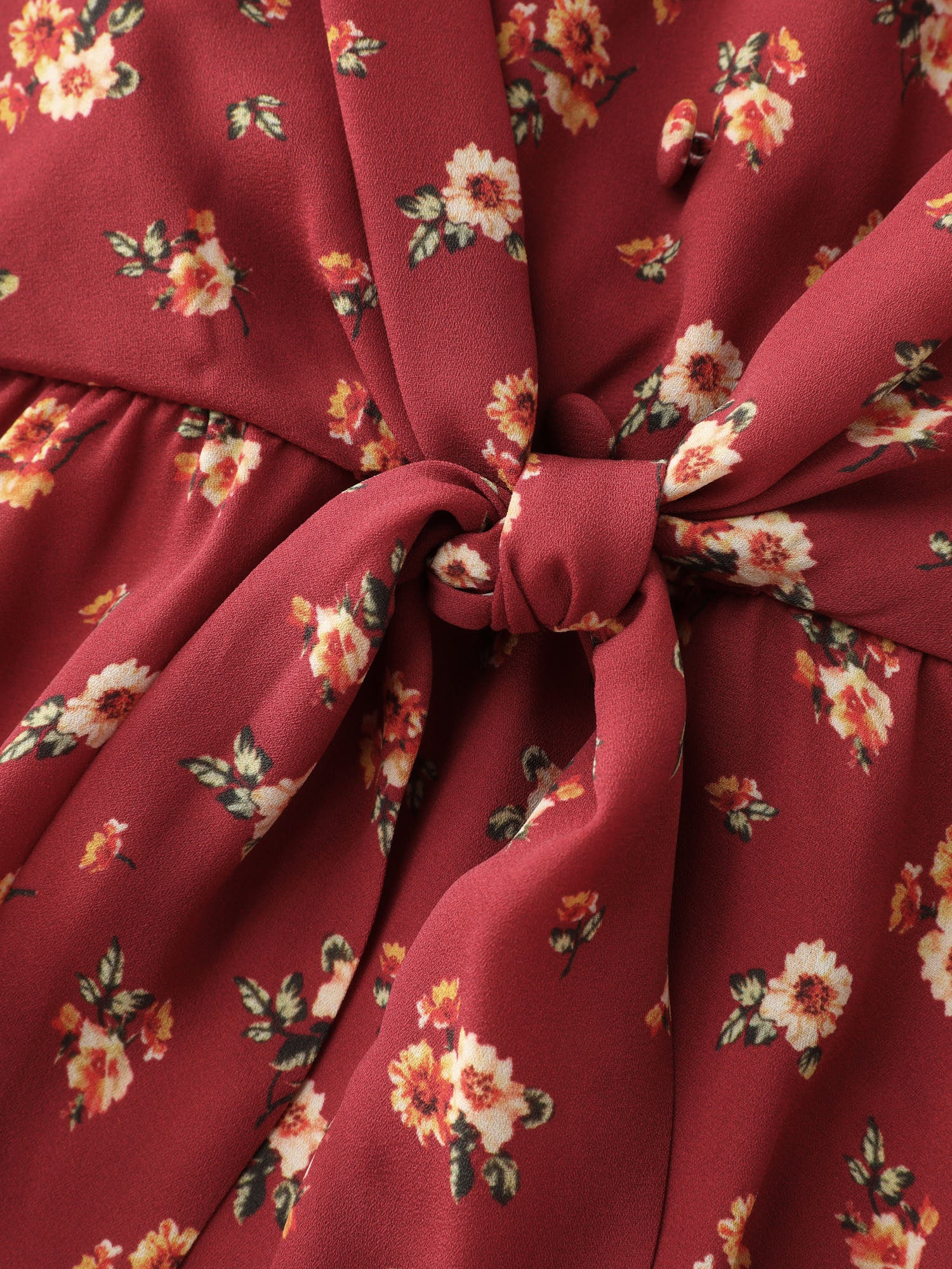 Floral Print Knotted Front-Tie Blouse - Image 5