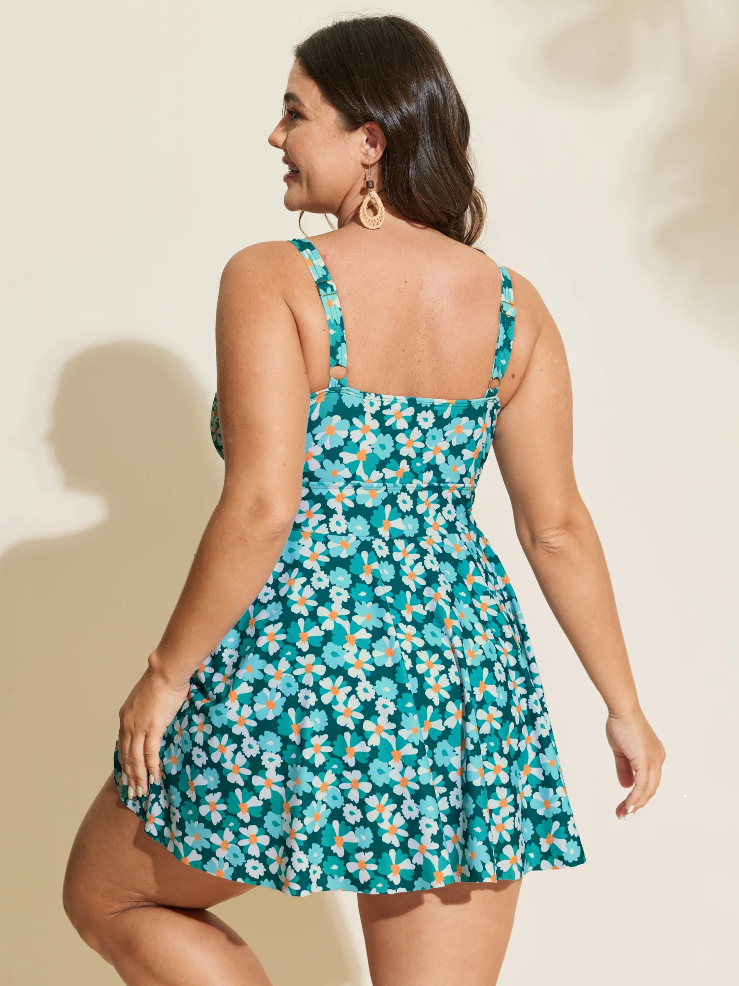 Floral Print Knotted Tie Hem Swim Dress - Image 5