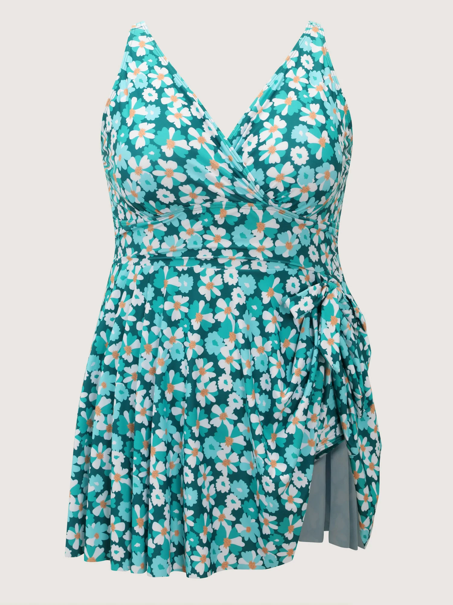Floral Print Knotted Tie Hem Swim Dress - Image 6