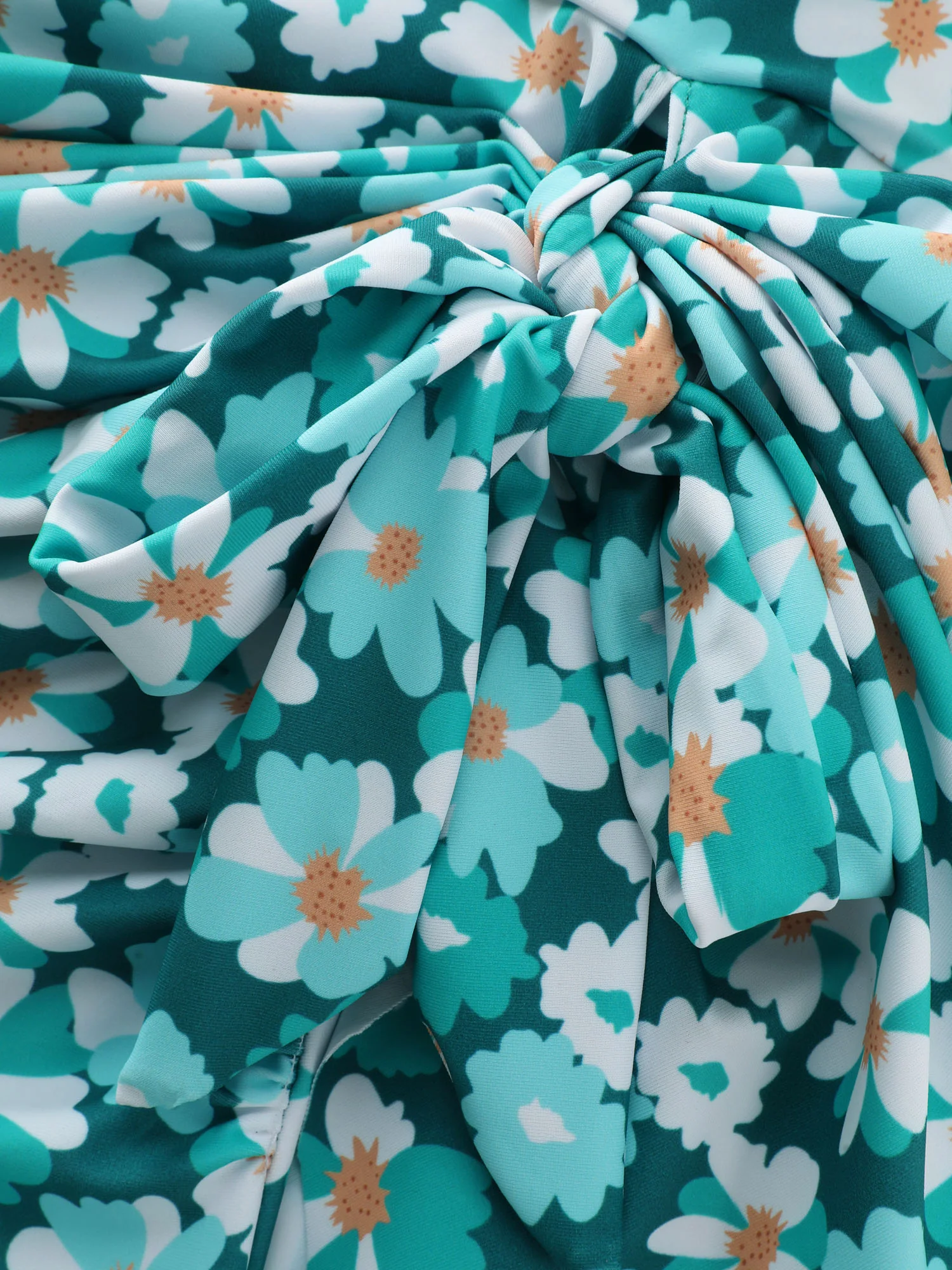 Floral Print Knotted Tie Hem Swim Dress - Image 8