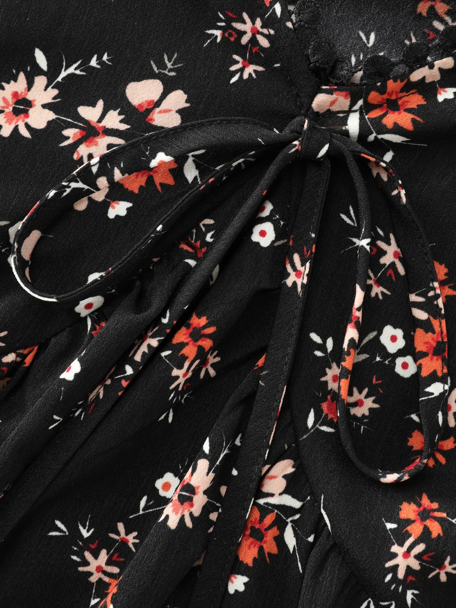 Floral Print Lace Cinched-Flared Blouse - Image 6