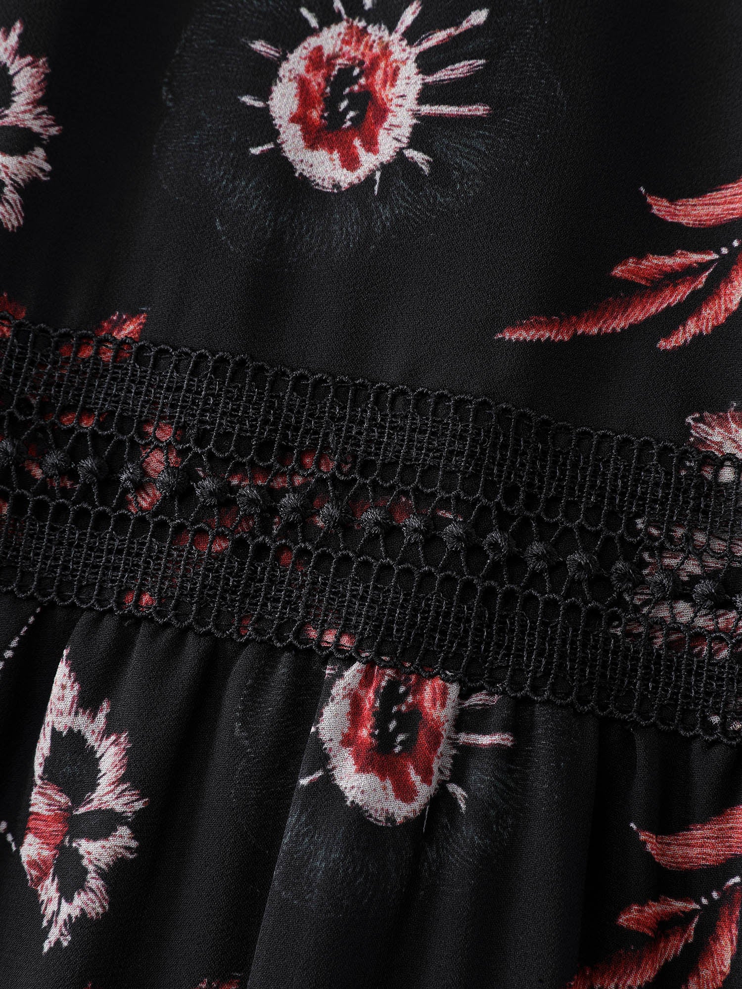 Floral Print Lace High Neck Midi Dress - Image 5