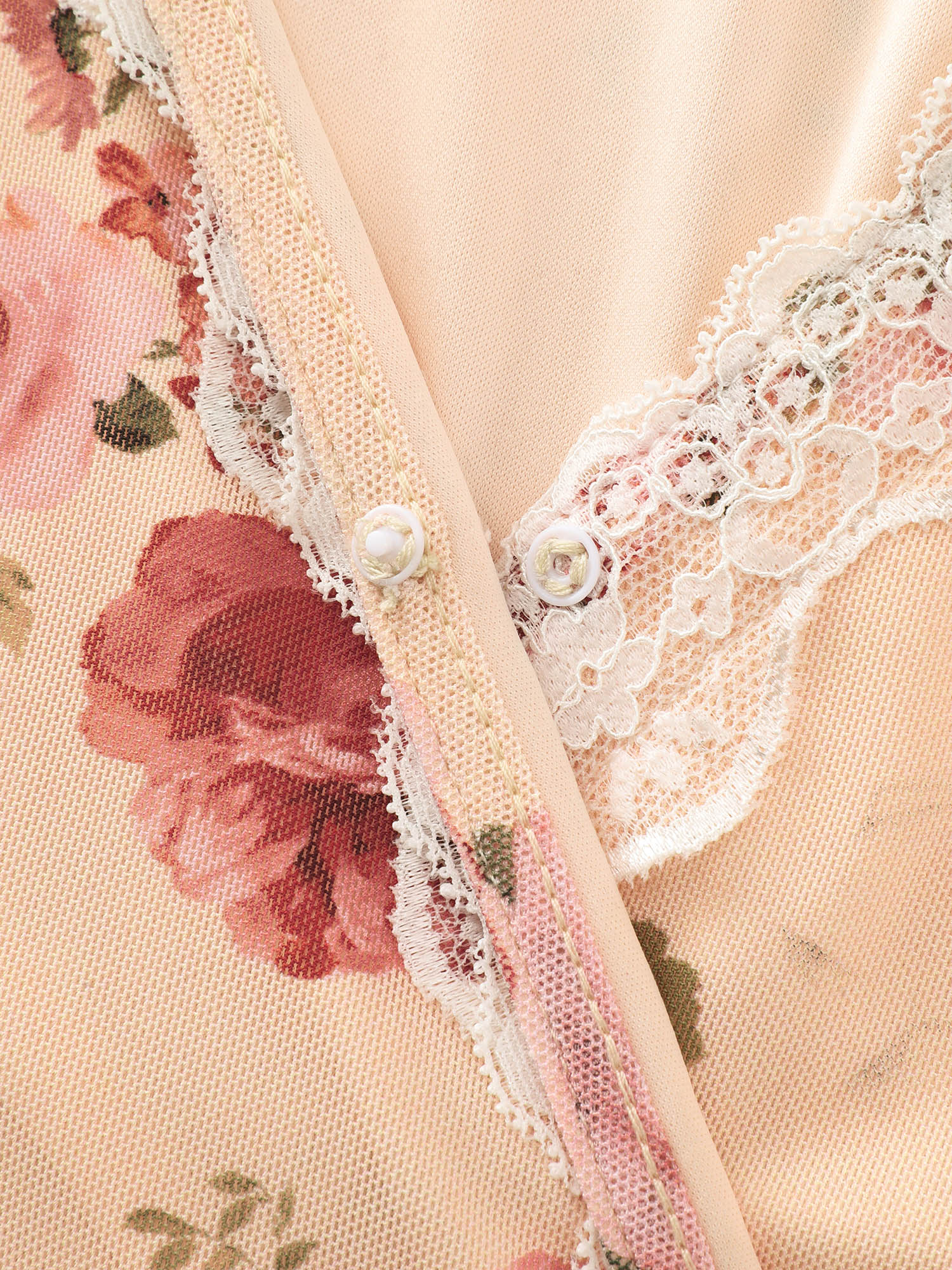 Floral Print Lace Neckline Nightgown - Image 5