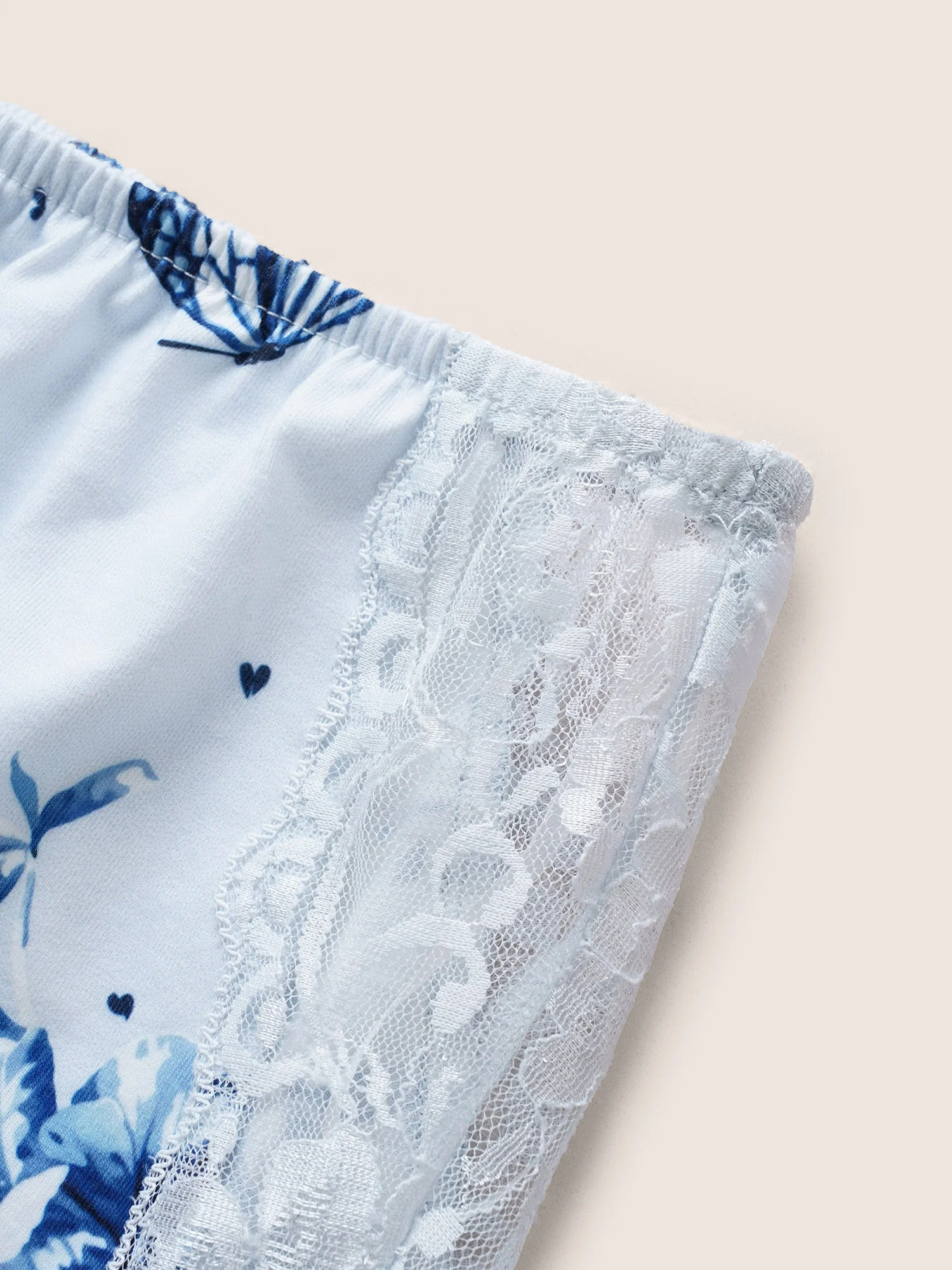 Floral Print Lace Patchwork Pajama Sets - Image 7