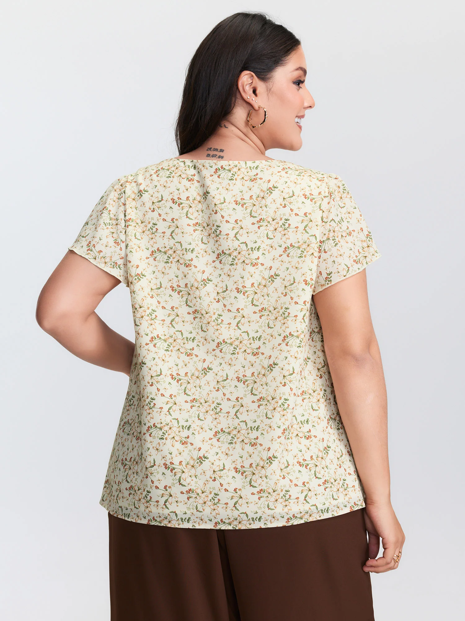 Floral Print Lace Trim Blouse - Image 4