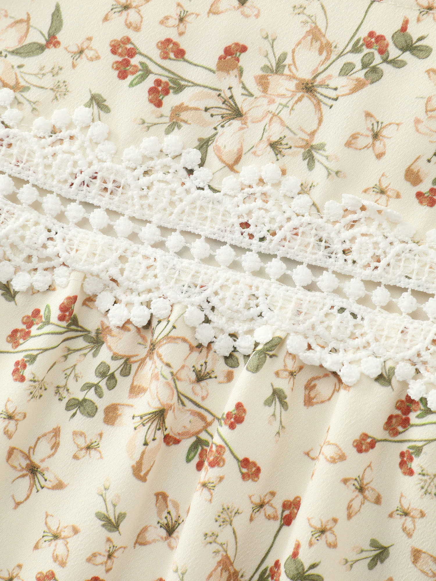 Floral Print Lace Trim Blouse - Image 5