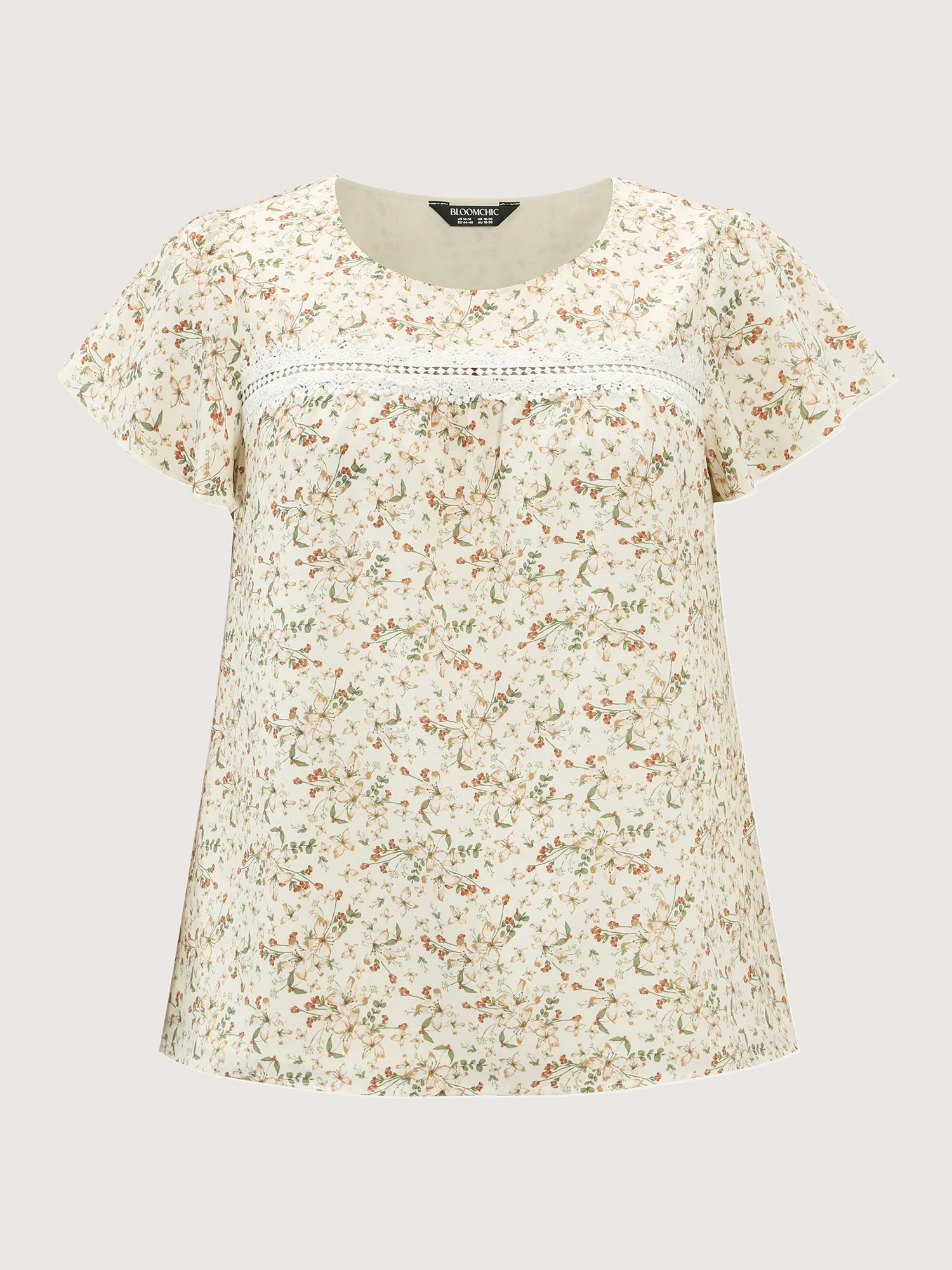 Floral Print Lace Trim Blouse - Image 7