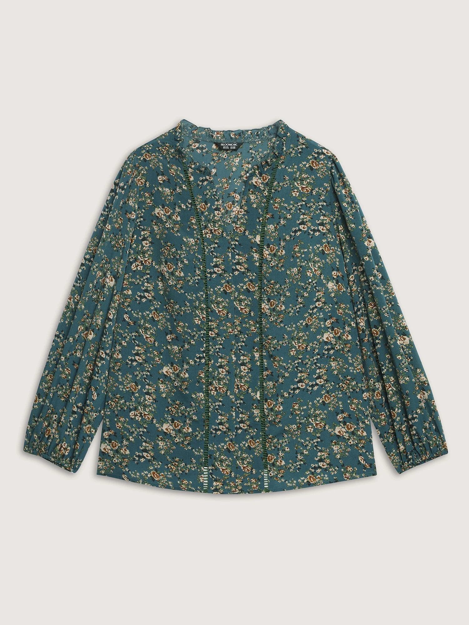 Floral Print Lace Trim Blouse - Image 7