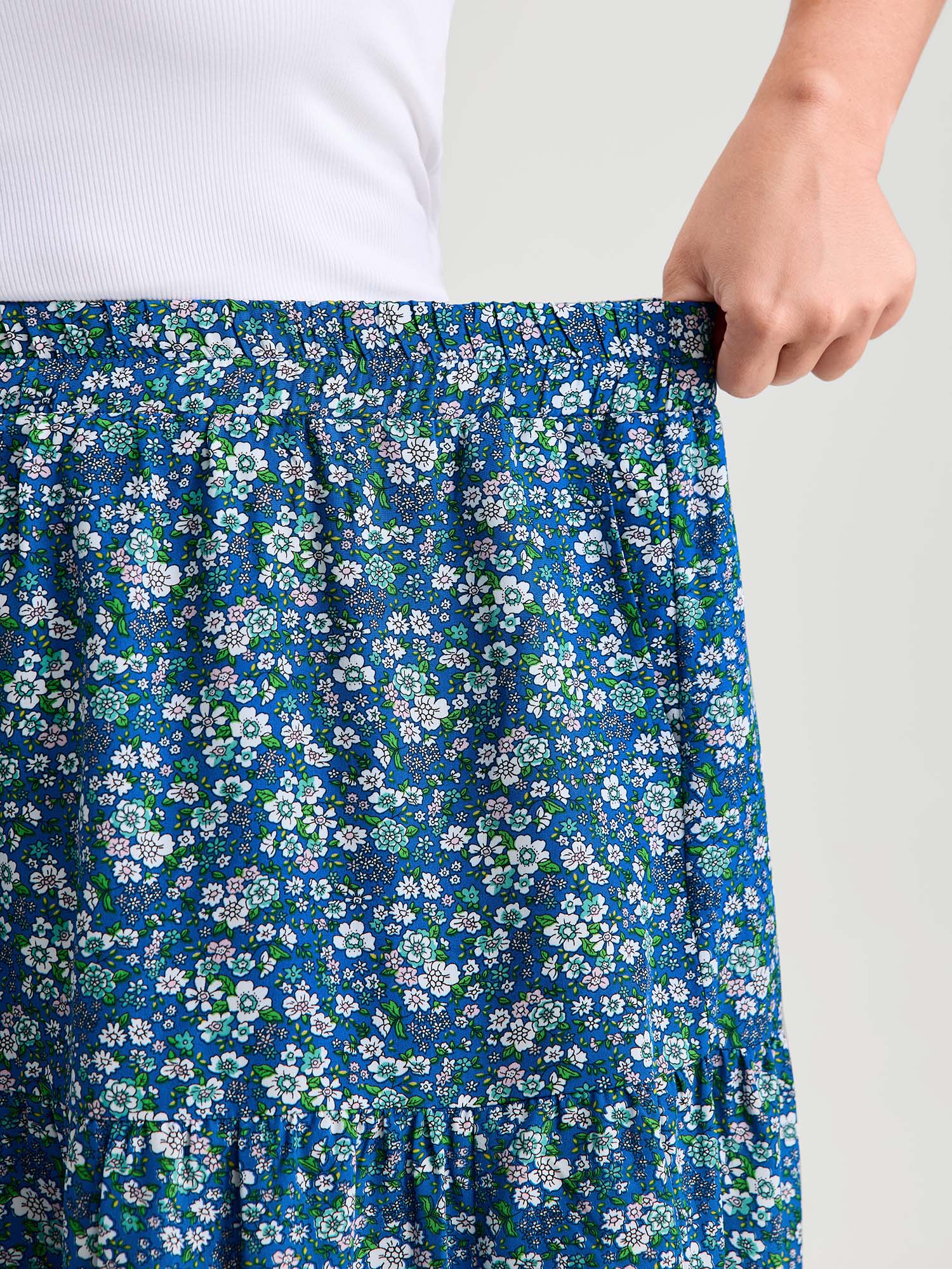 Floral Print Lace Trim Flowy Maxi Skirt - Image 3
