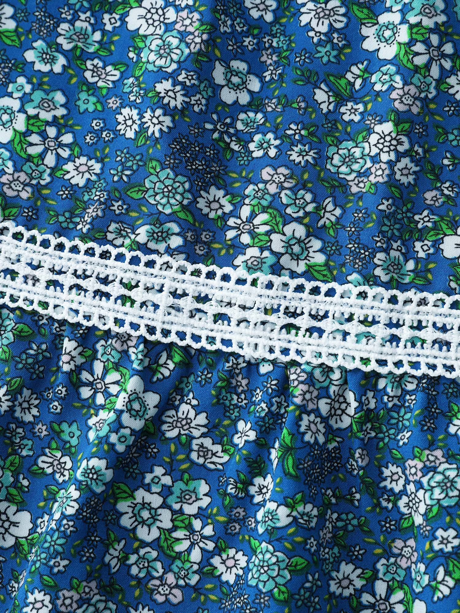 Floral Print Lace Trim Flowy Maxi Skirt - Image 6