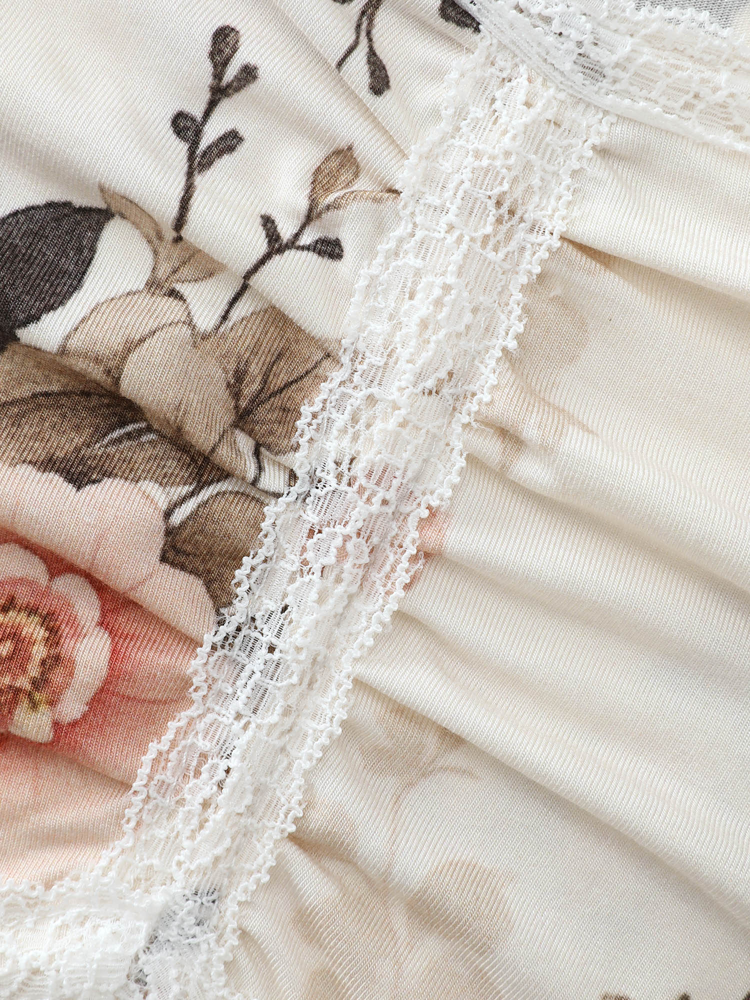 Floral Print Lace Trim Knit Top - Image 5