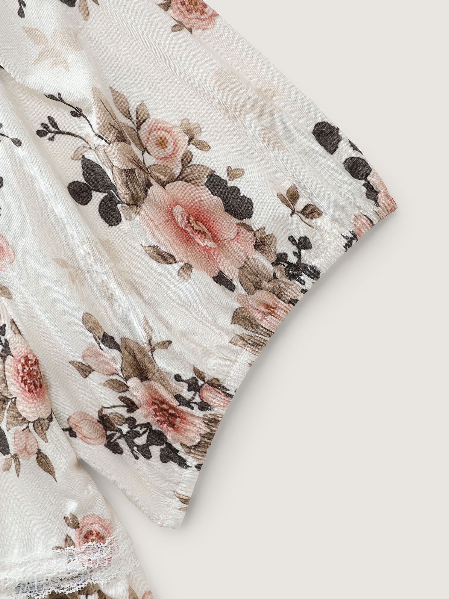 Floral Print Lace Trim Knit Top - Image 6