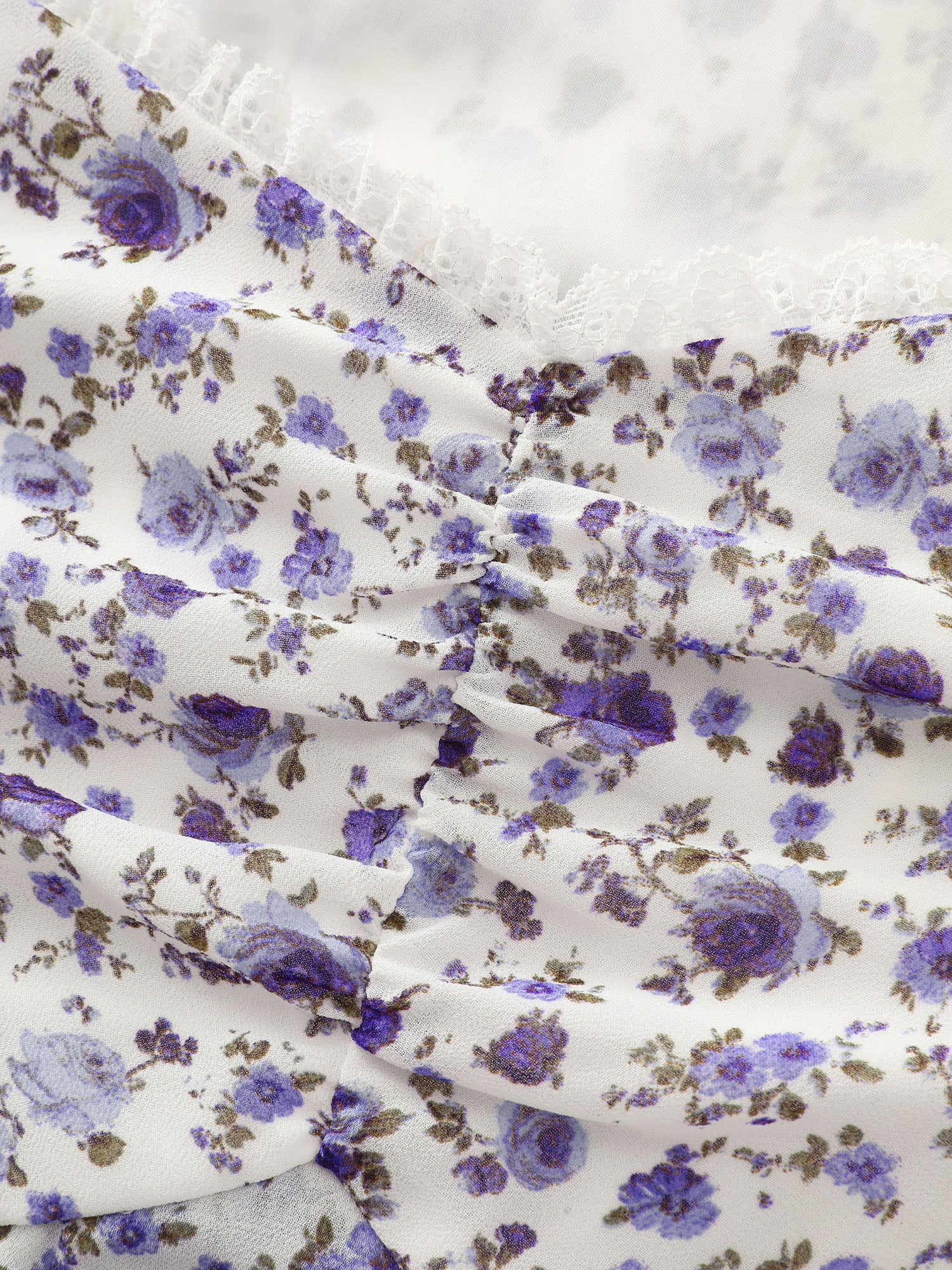 Floral Print Lace Trim Layered Blouse - Image 5