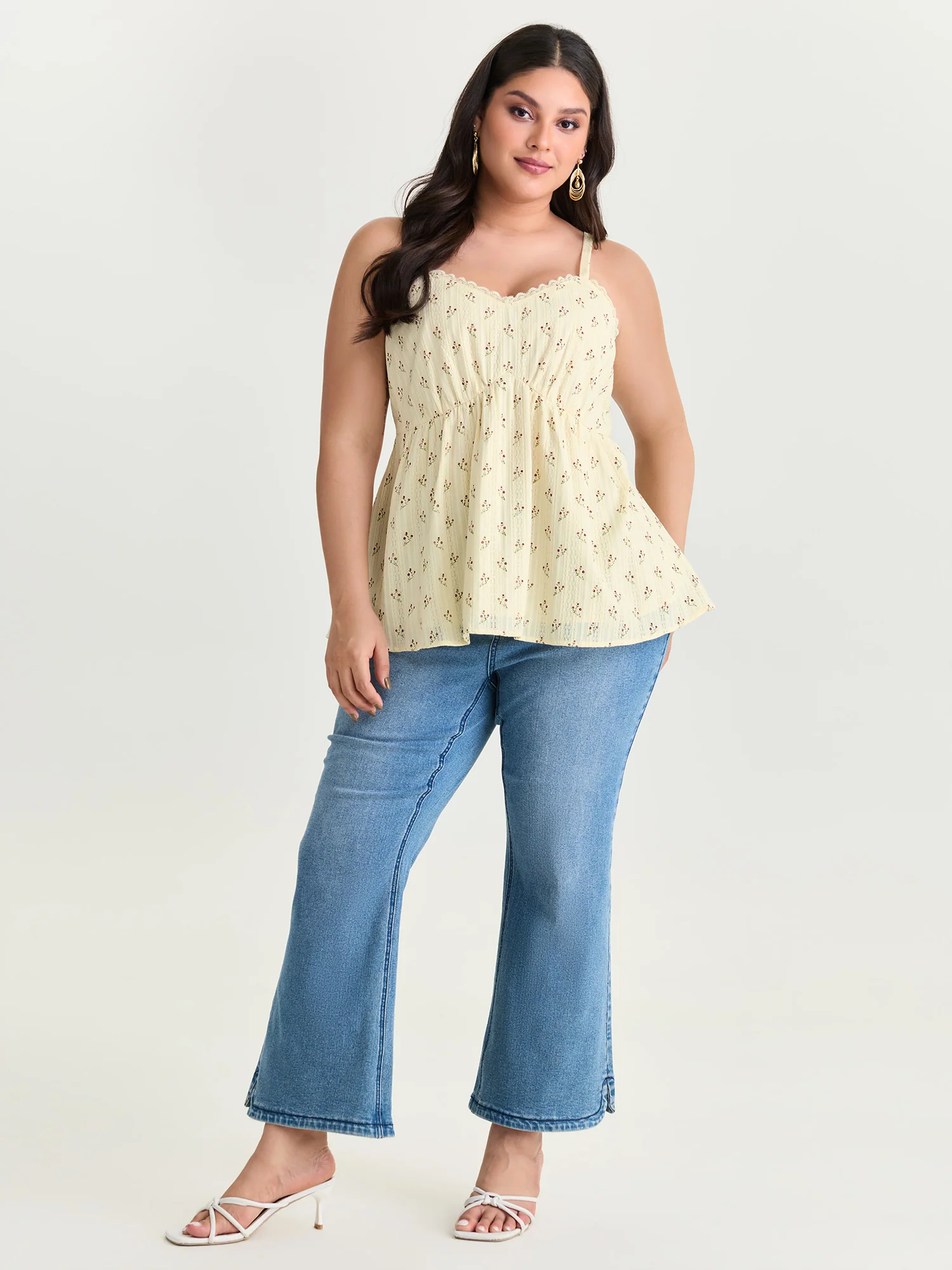 Floral Print Lace Trim Tank Top - Image 3
