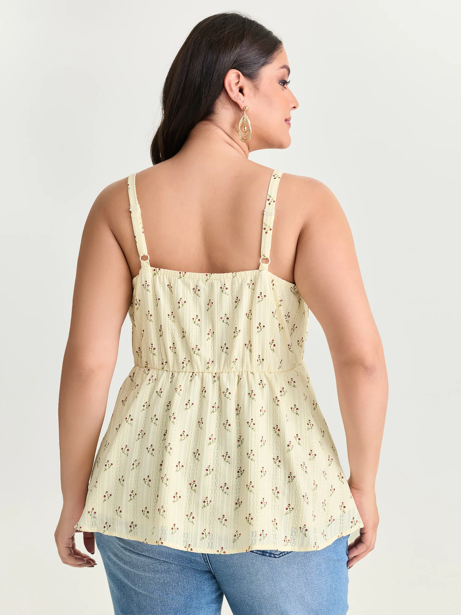 Floral Print Lace Trim Tank Top - Image 4
