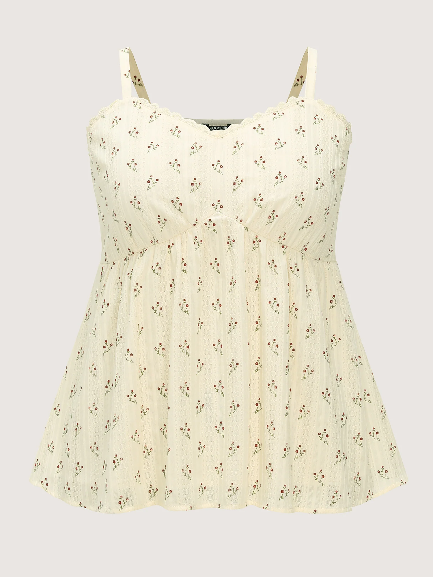 Floral Print Lace Trim Tank Top - Image 7