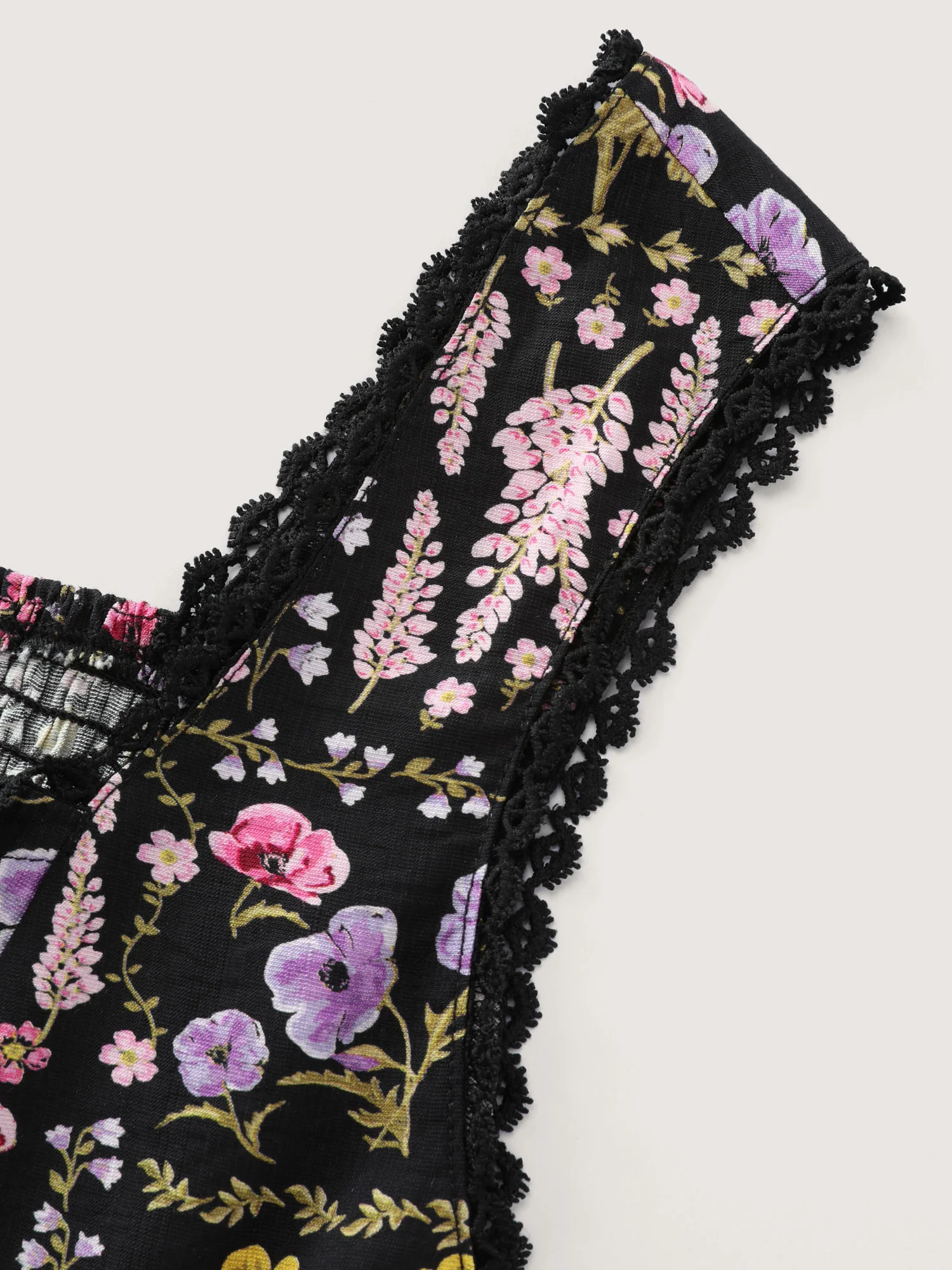 Floral Print Lace Trim Tank Top - Image 6