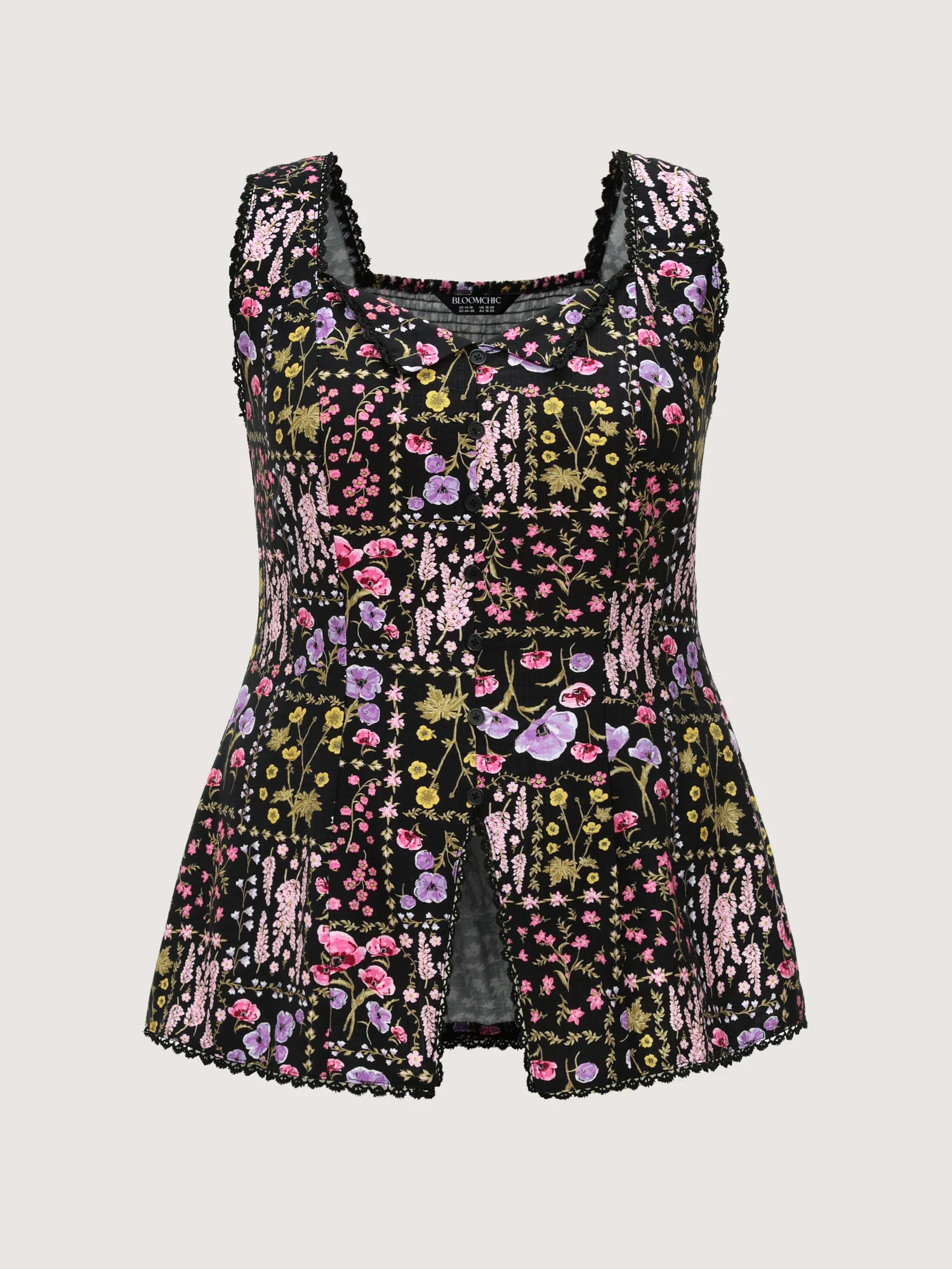 Floral Print Lace Trim Tank Top - Image 7