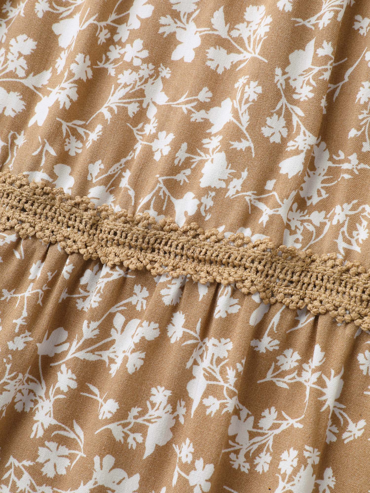 Floral Print Lace Trim Wide-Leg Pants - Image 7
