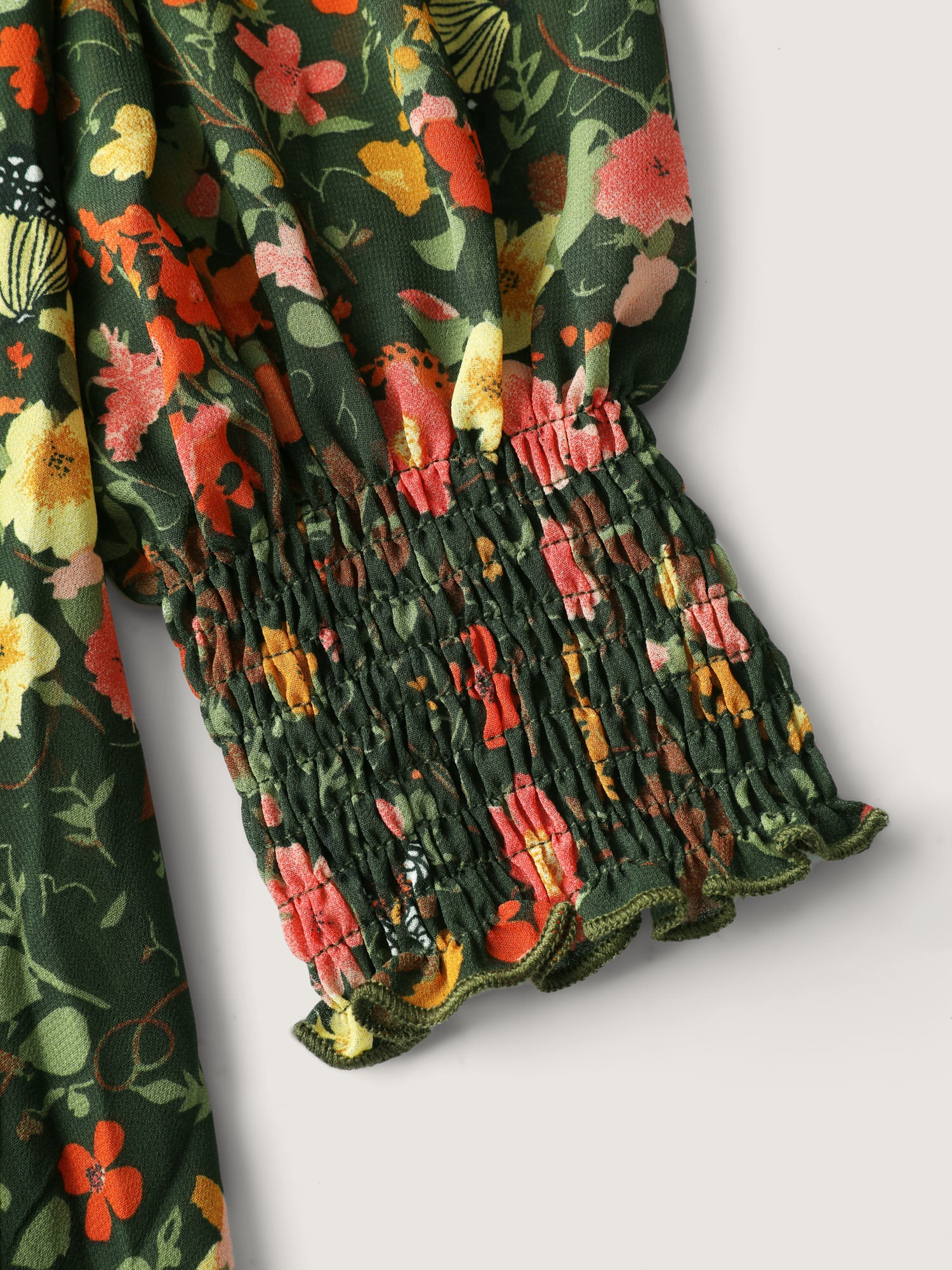 Floral Print Lantern Sleeve Slit Midi Dress - Image 5