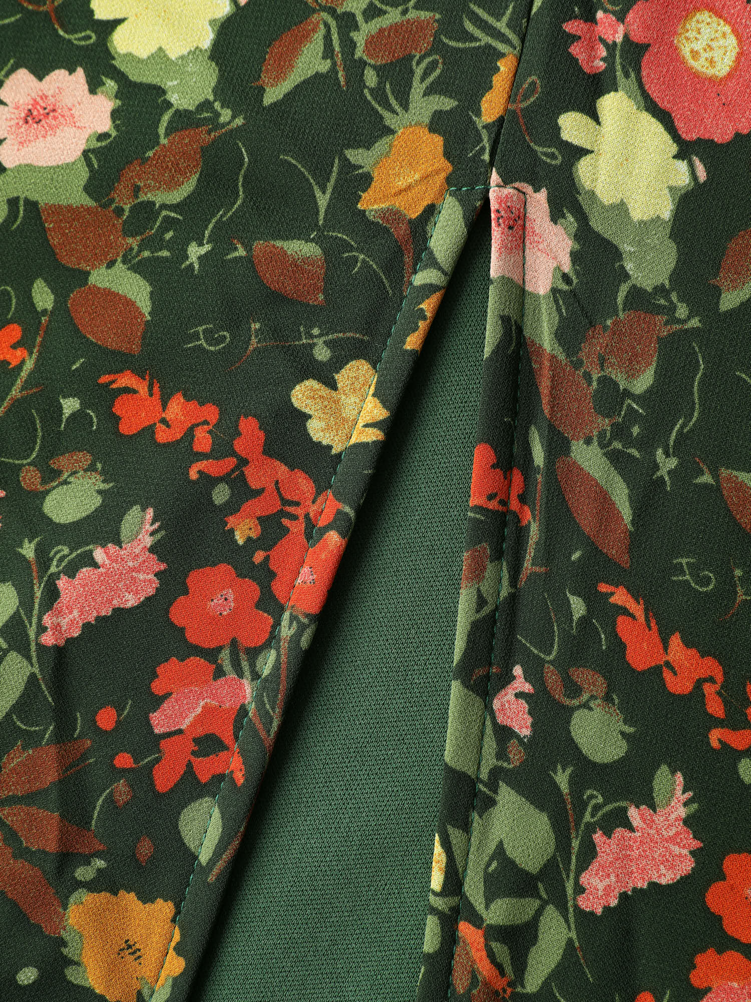 Floral Print Lantern Sleeve Slit Midi Dress - Image 6
