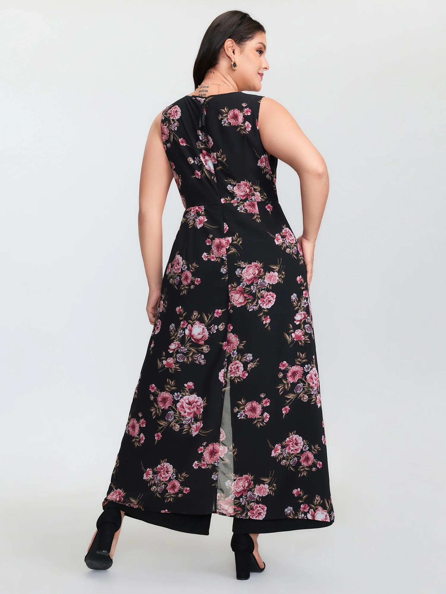 Floral Print Layered Contrast Jumpsuit - Image 5