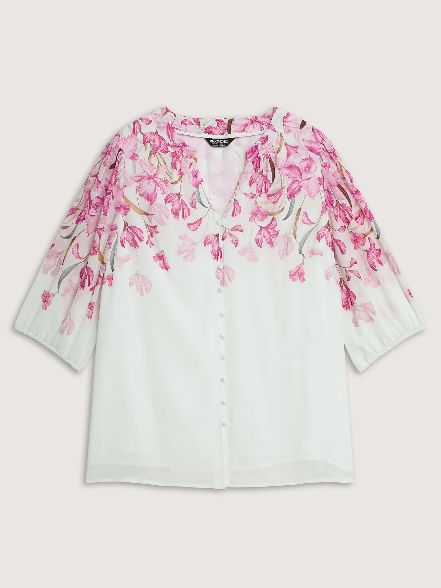 Floral Print Layered Notched Collar Blouse - Image 6