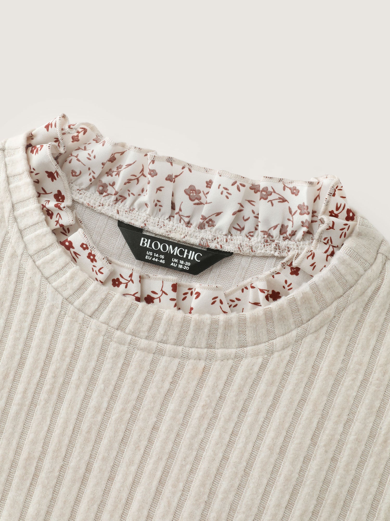 Floral Print Layered Ribbed Knit Top - Image 6