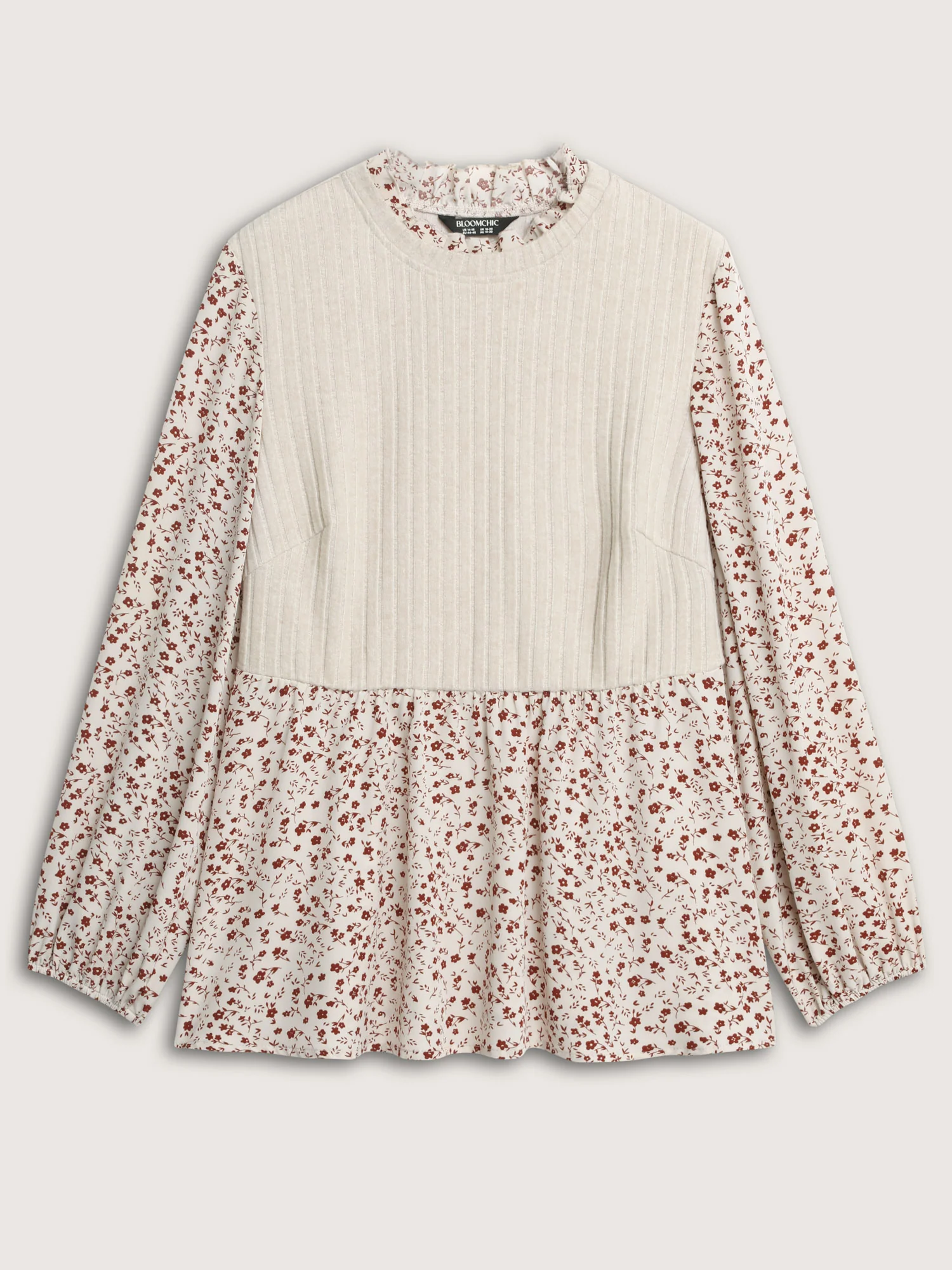 Floral Print Layered Ribbed Knit Top - Image 7