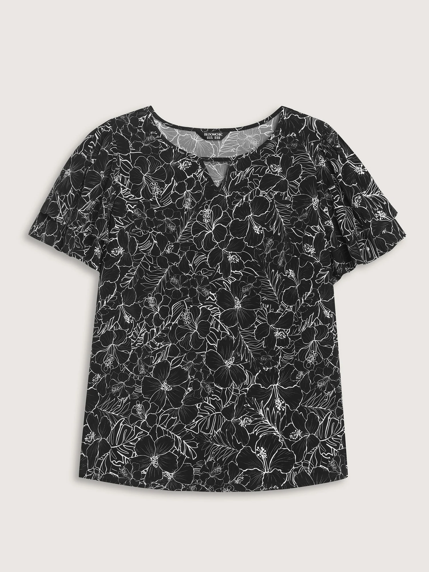 Floral Print Layered Ruffled Sleeve Blouse - Image 7