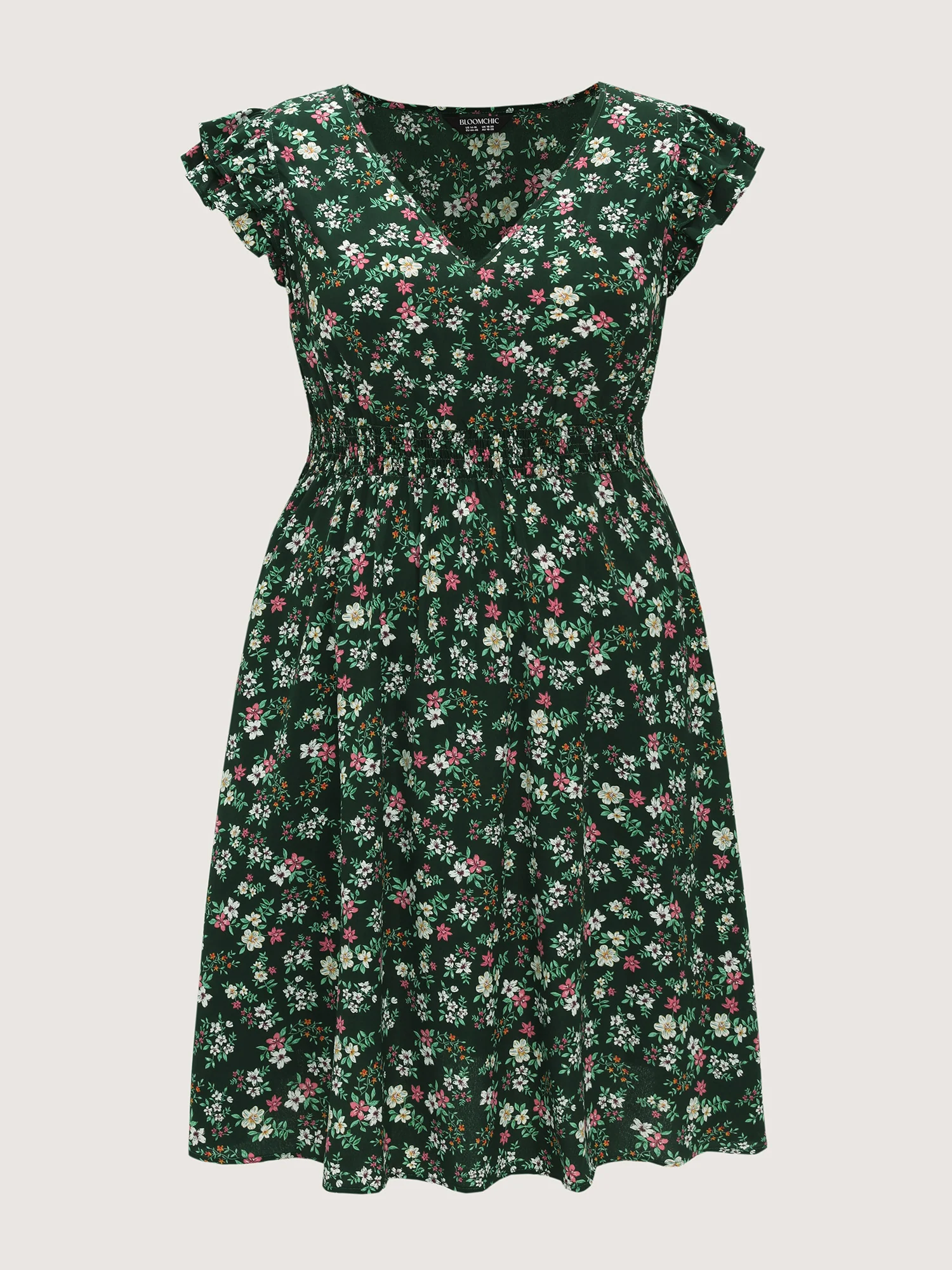 Floral Print Layered Ruffled Sleeve Mini Dress - Image 7