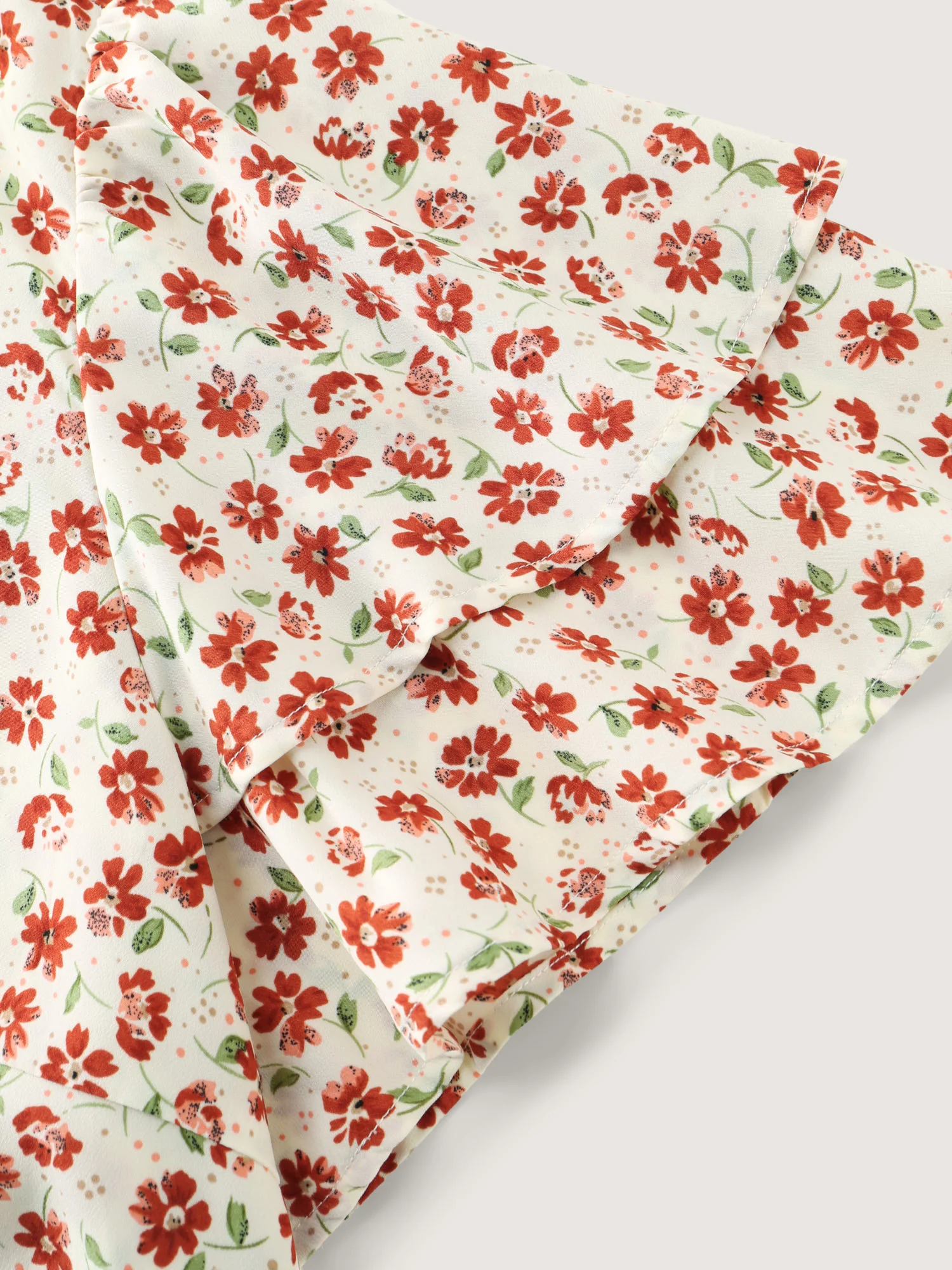 Floral Print Layered Sleeve Round Neck Blouse - Image 6