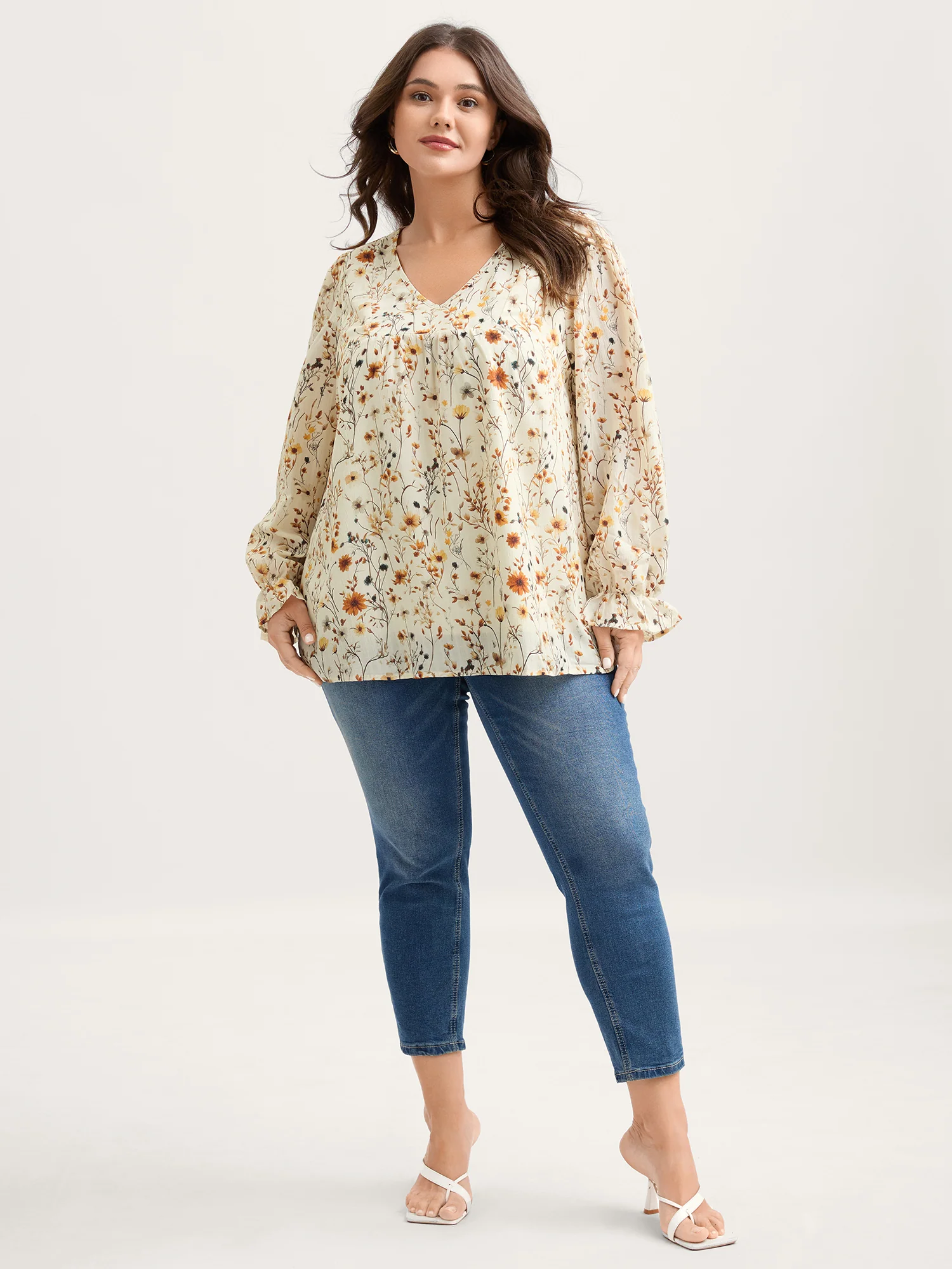 Floral Print Long Sleeve Blouse - Image 3
