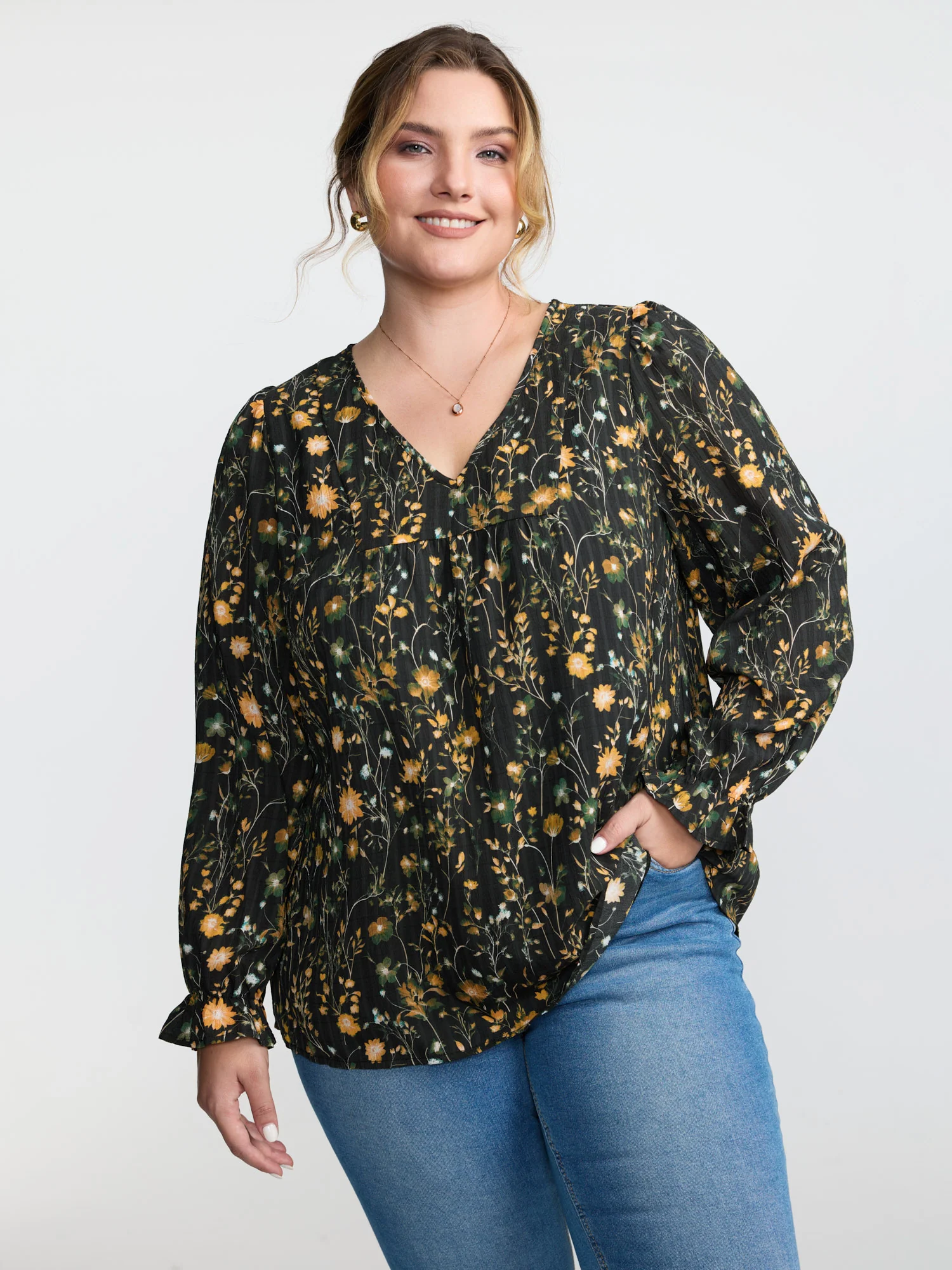 Floral Print Long Sleeve Blouse - Image 9