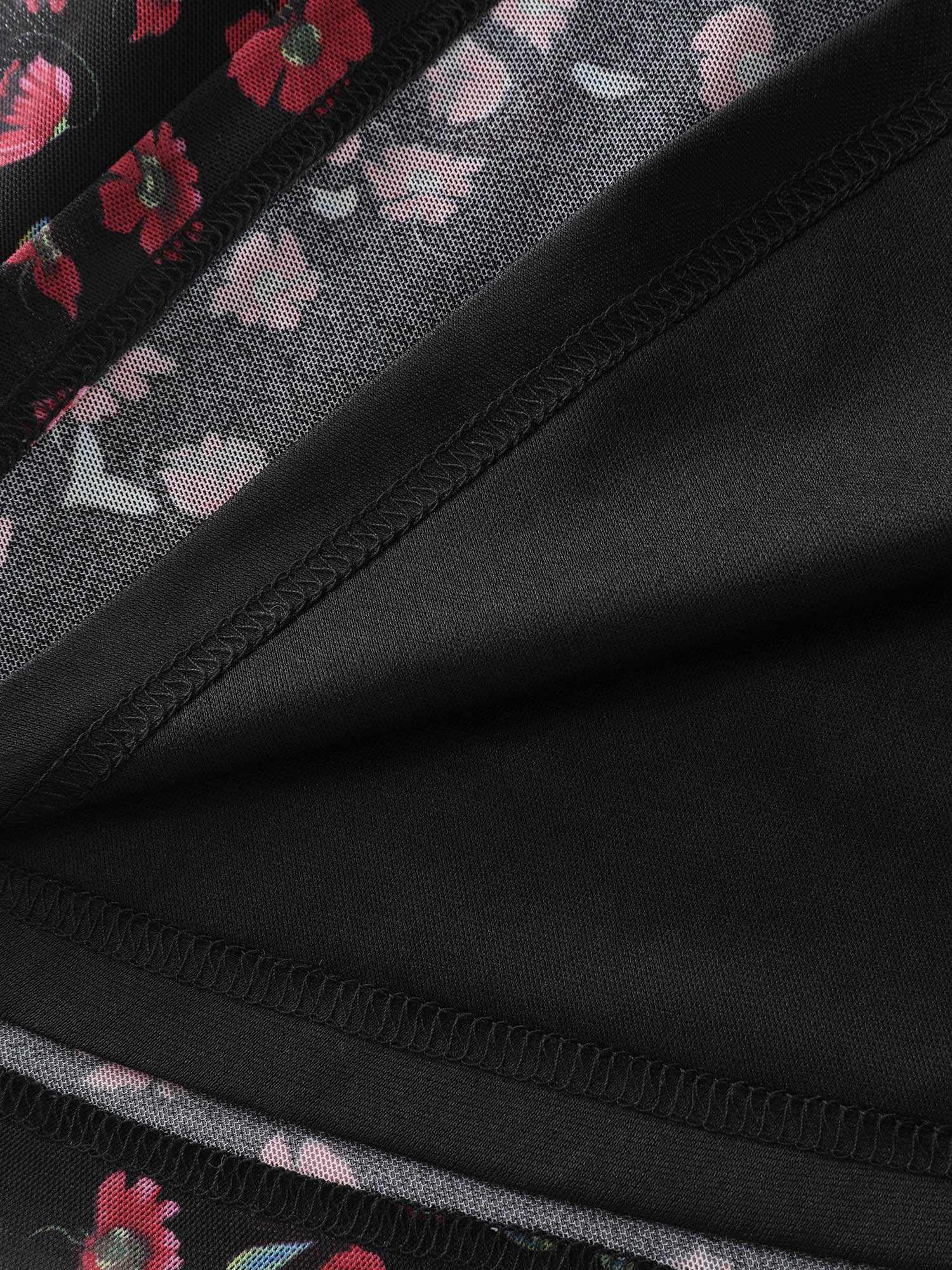 Floral Print Mesh Cinched-Waist Blouse - Image 6