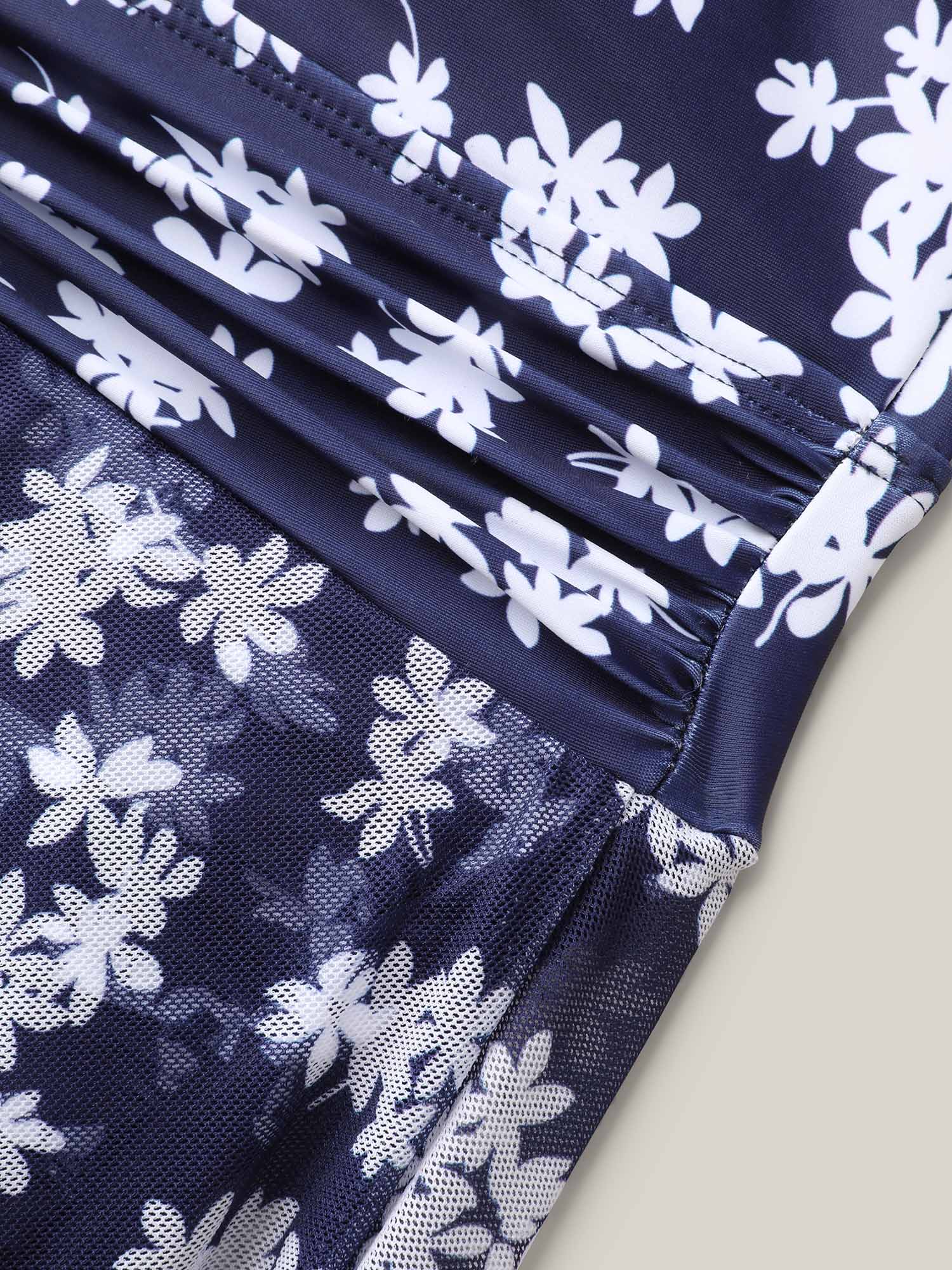 Floral Print Mesh Fit Flare Swim Dress - Image 5