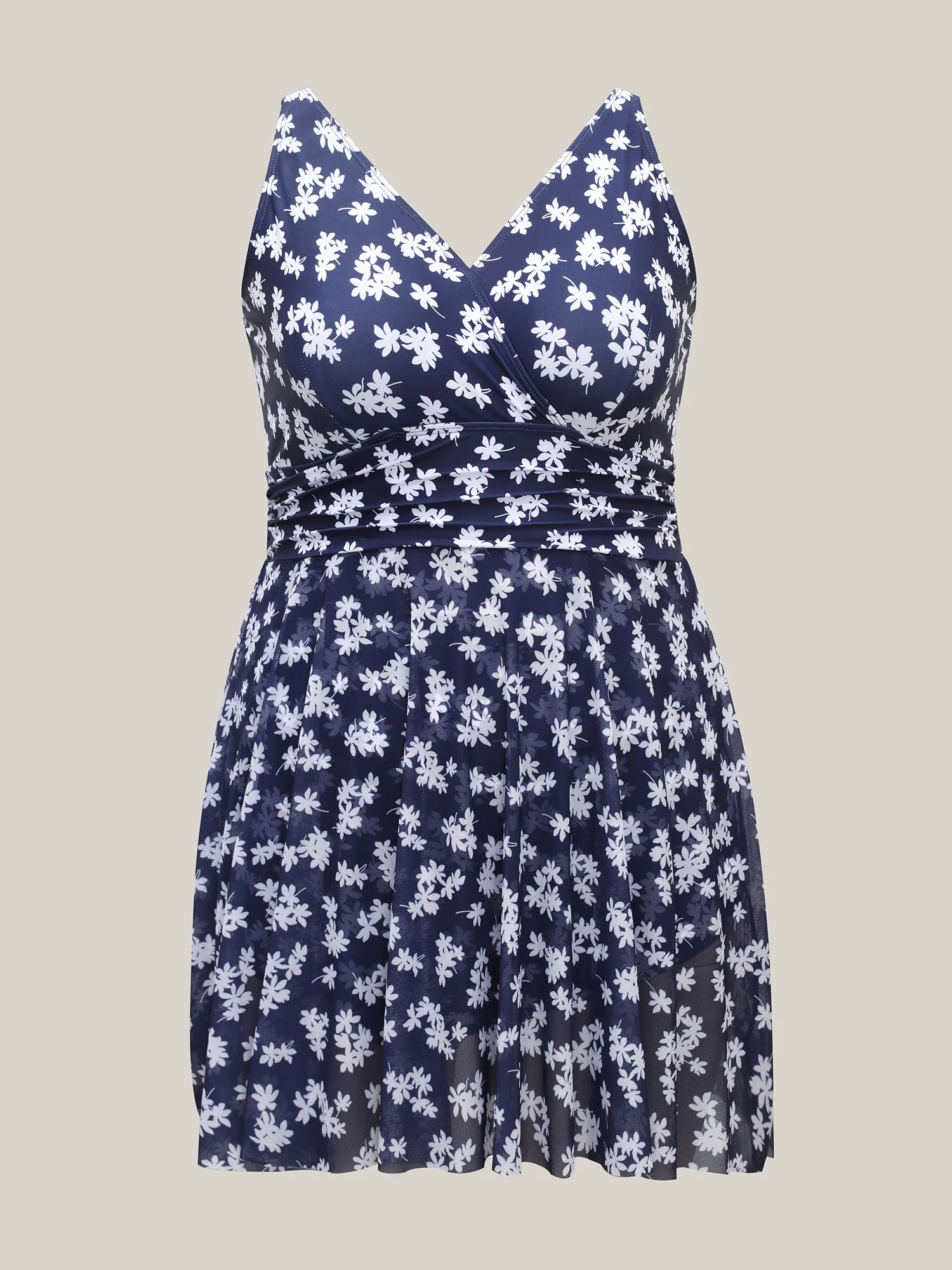 Floral Print Mesh Fit Flare Swim Dress - Image 7