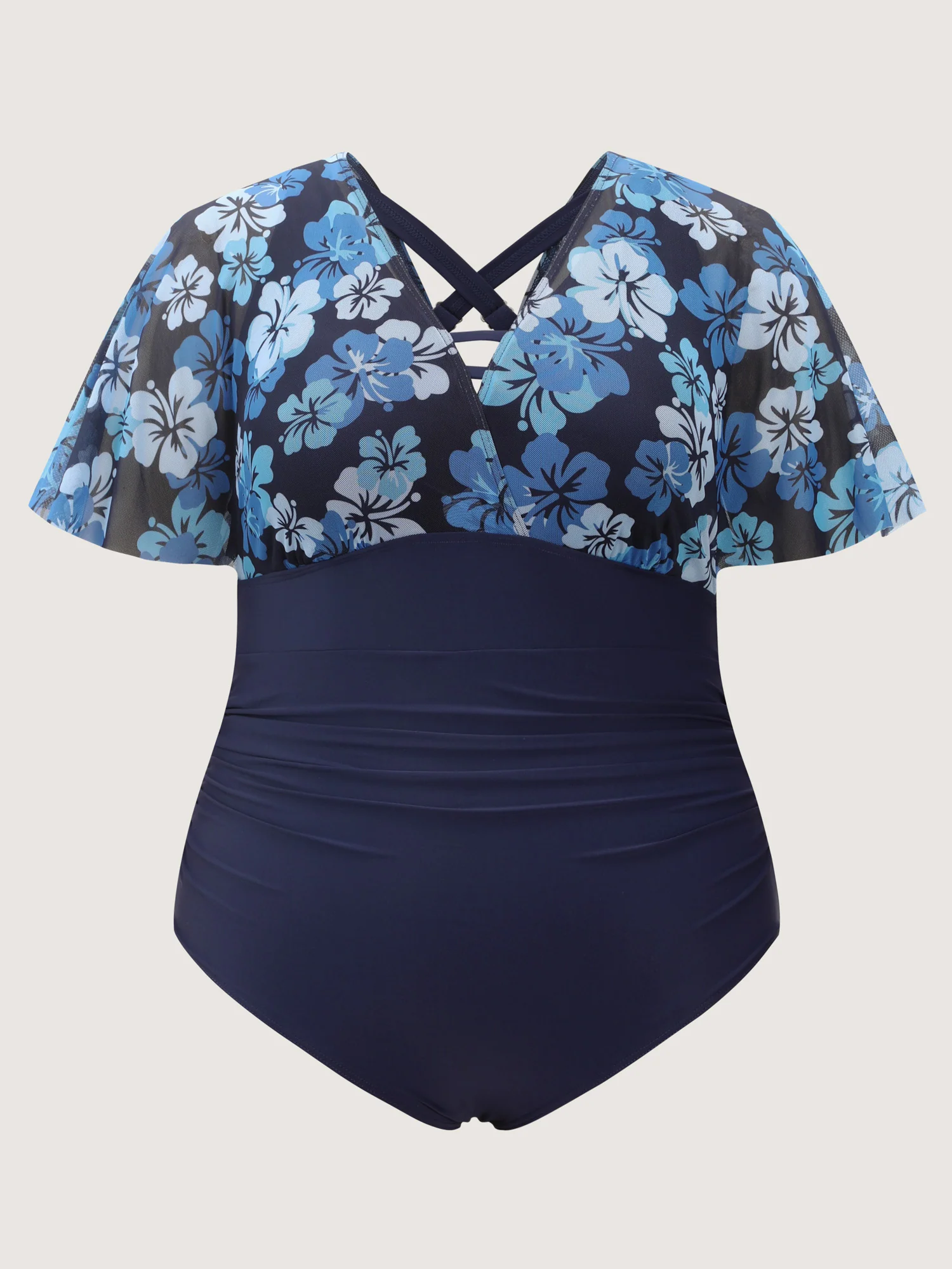 Floral Print Mesh One-Piece Swimsuit - Image 5