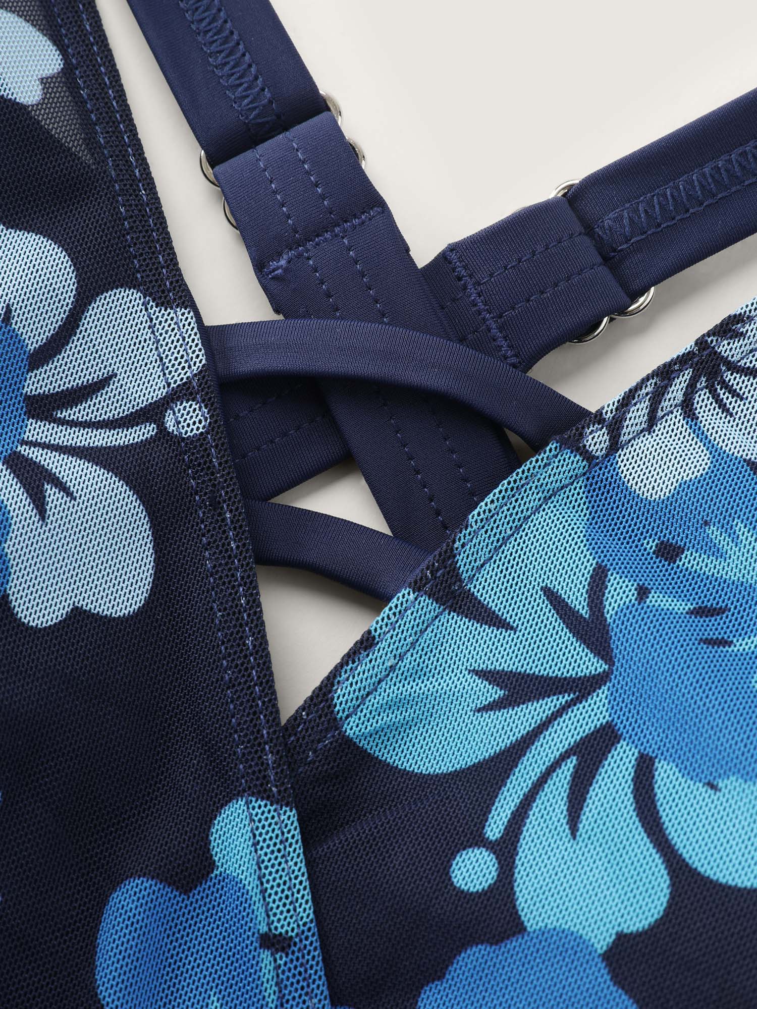 Floral Print Mesh One-Piece Swimsuit - Image 6