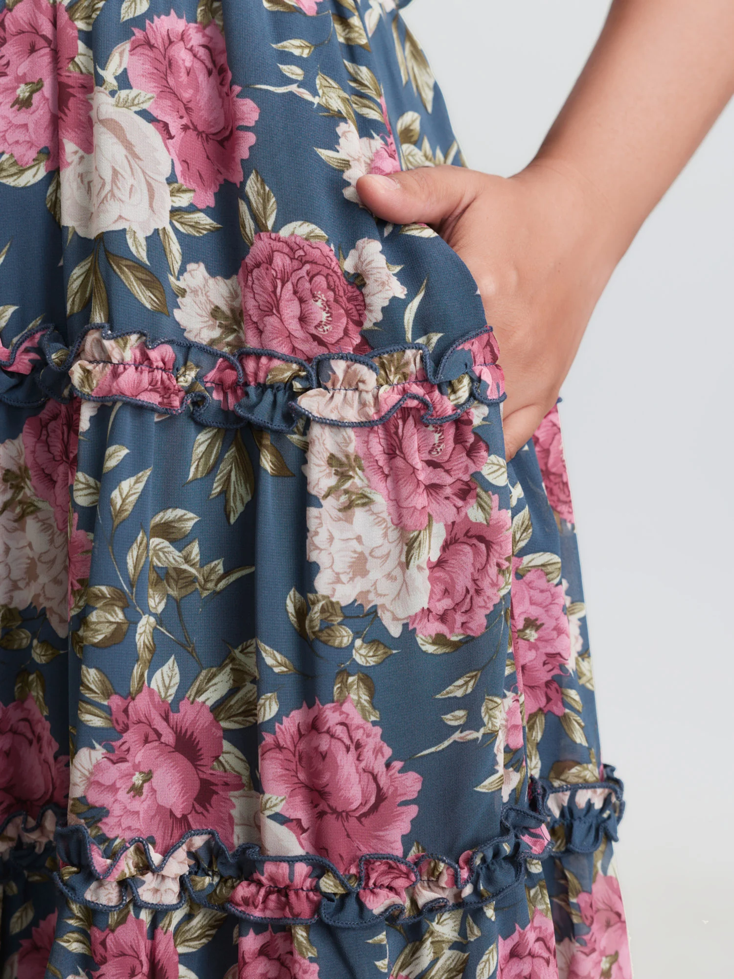 Floral Print Mesh Ruffled Maxi Dress - Image 3