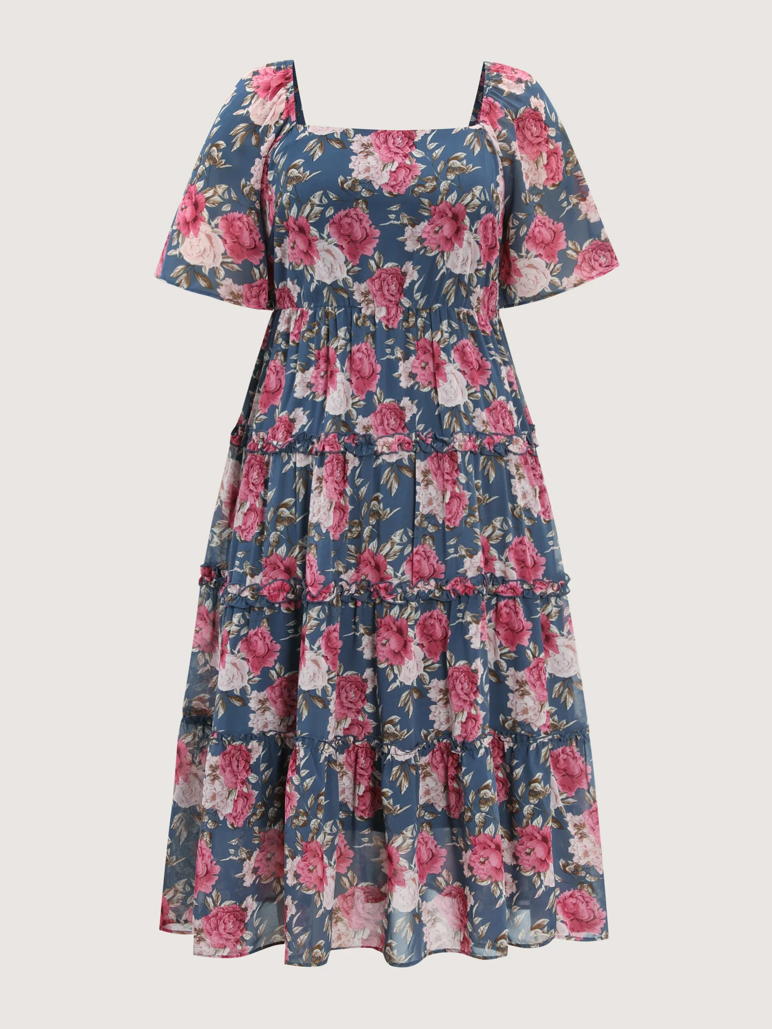 Floral Print Mesh Ruffled Maxi Dress - Image 7
