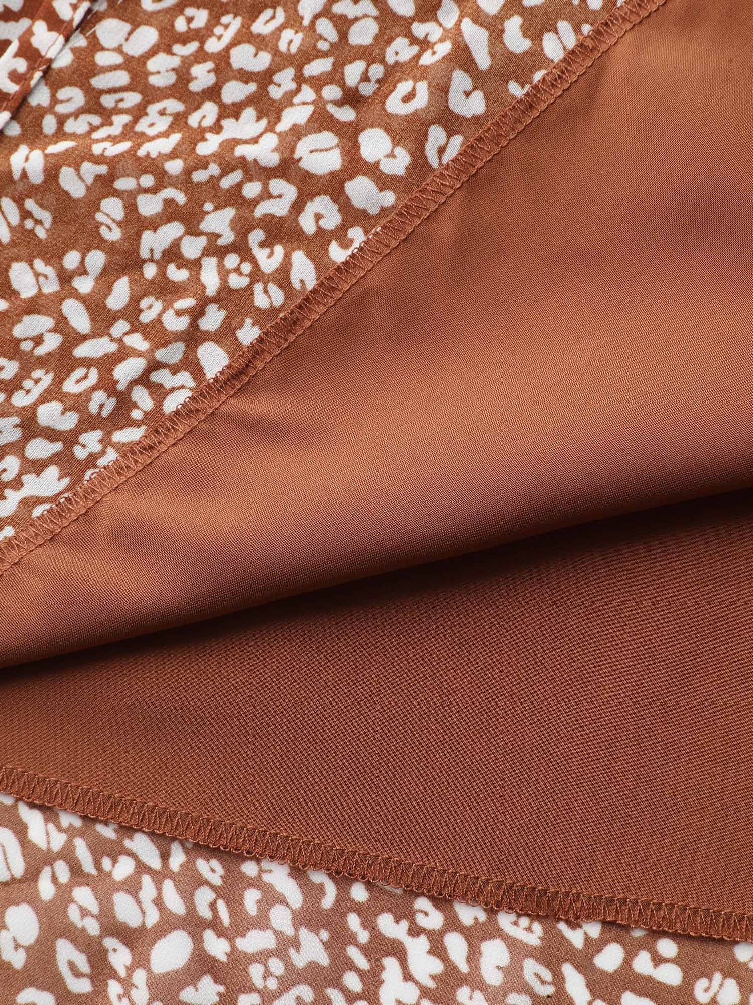 Floral Print Neck Cut-Out Shirred Blouse - Image 6