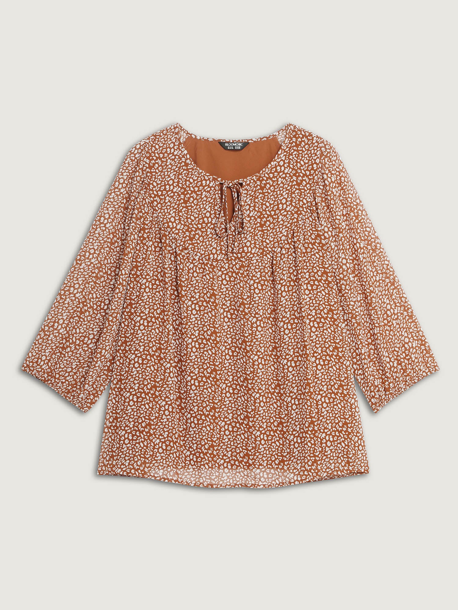 Floral Print Neck Cut-Out Shirred Blouse - Image 7